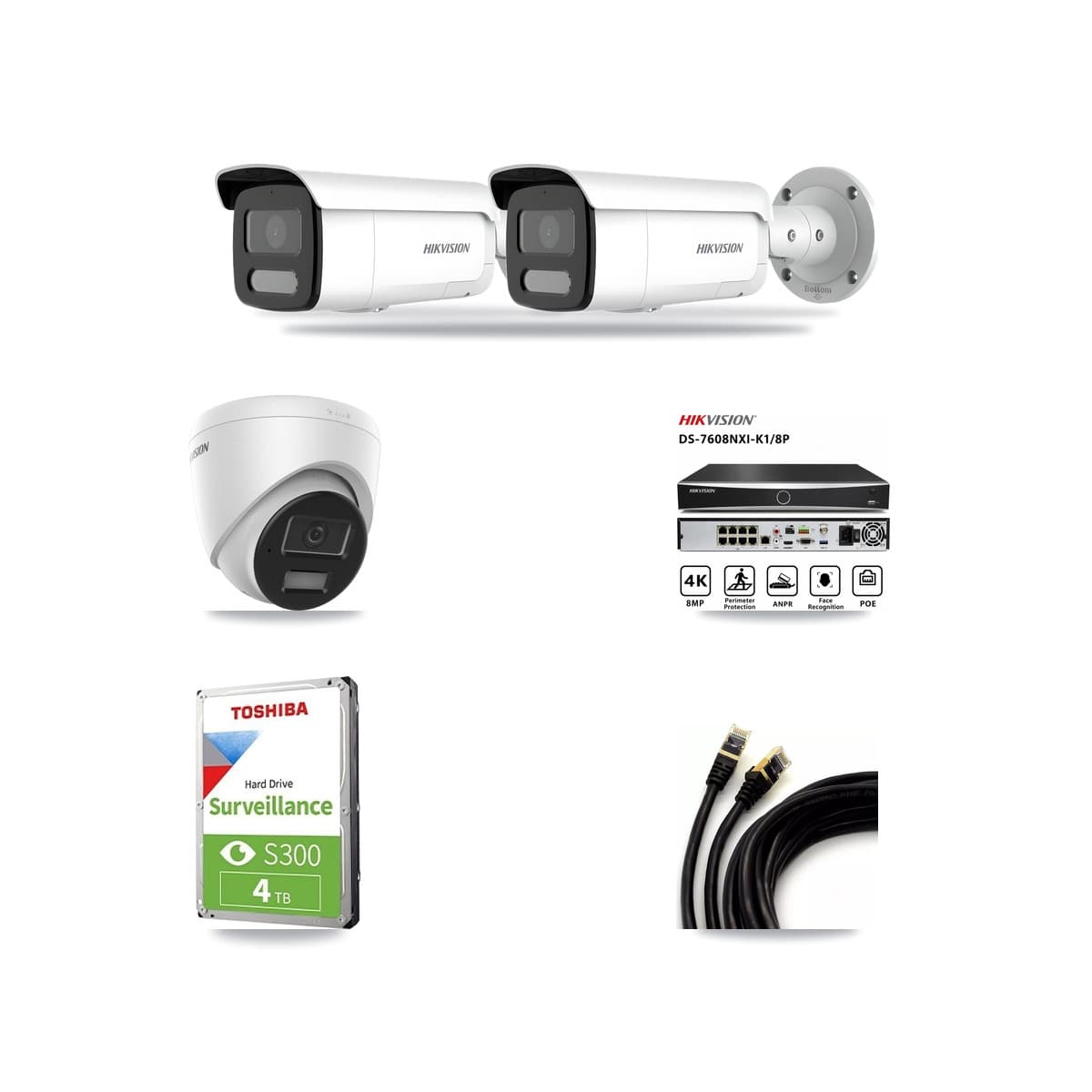 Hikvision 8-Channel 4MP CCTV Kit — 1 Turret + 2 Bullet Cameras + 4TB Recording - Image 1