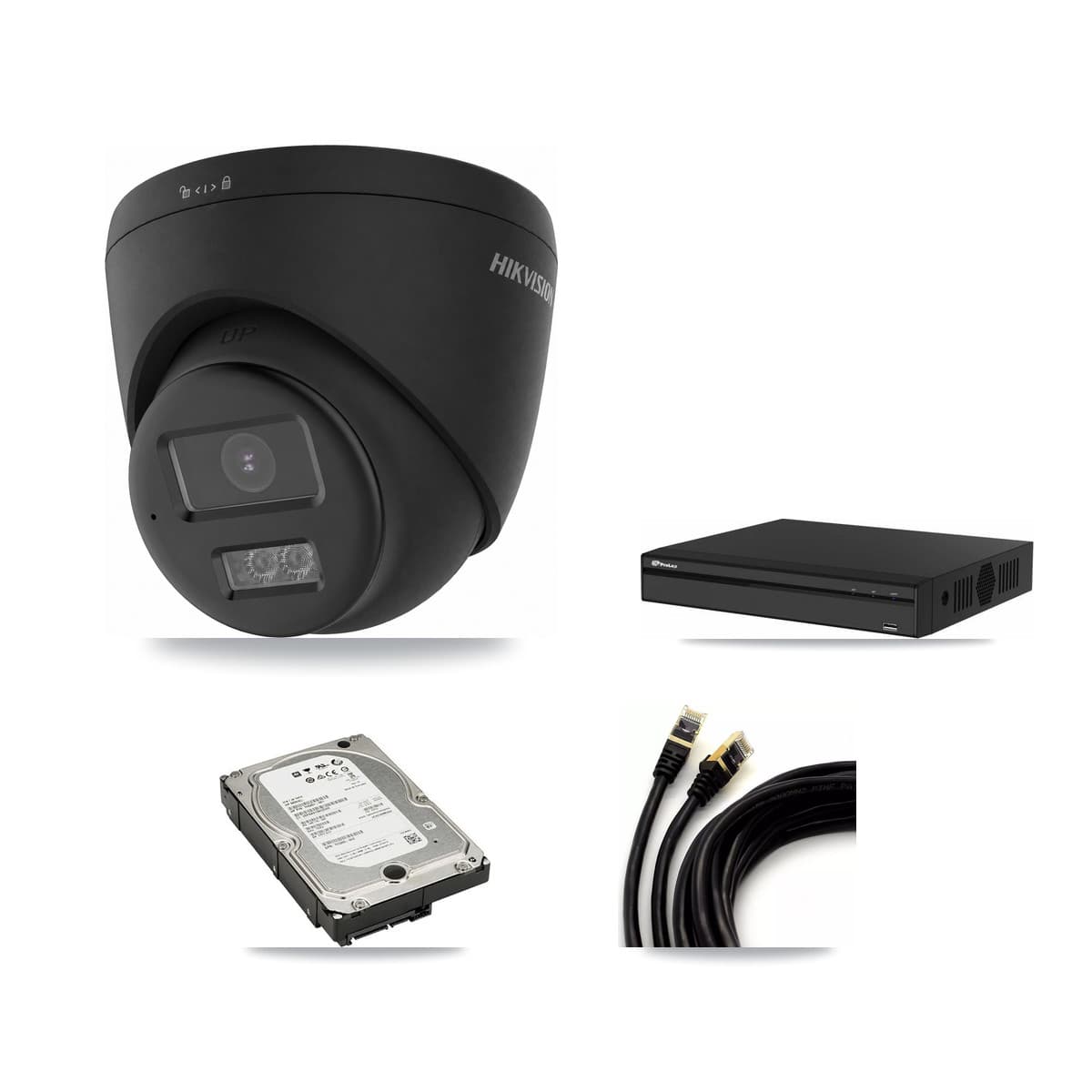 Prolux 4-Channel 4K CCTV Kit — 2 Black Turret Cameras + 5TB Recording