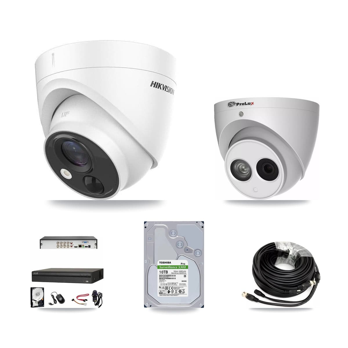 8-Channel 4MP – 5MP CCTV Kit — 6 DS-2CE71H0T 5MP + 1 PXC-612C4W-A 4MP Turret Cameras + 10TB Recording (XVR-3108AD Recorder)