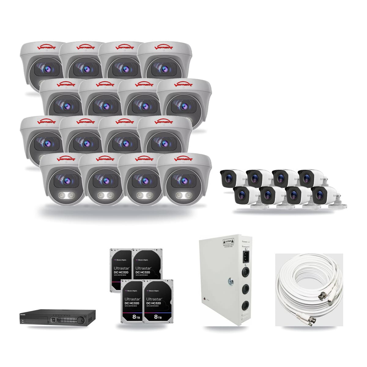 32-Channel 4MP – 5MP CCTV Kit — 8 4MP Bullet + 16 5MP Cameras + 4× 8TB Recording - Image 1