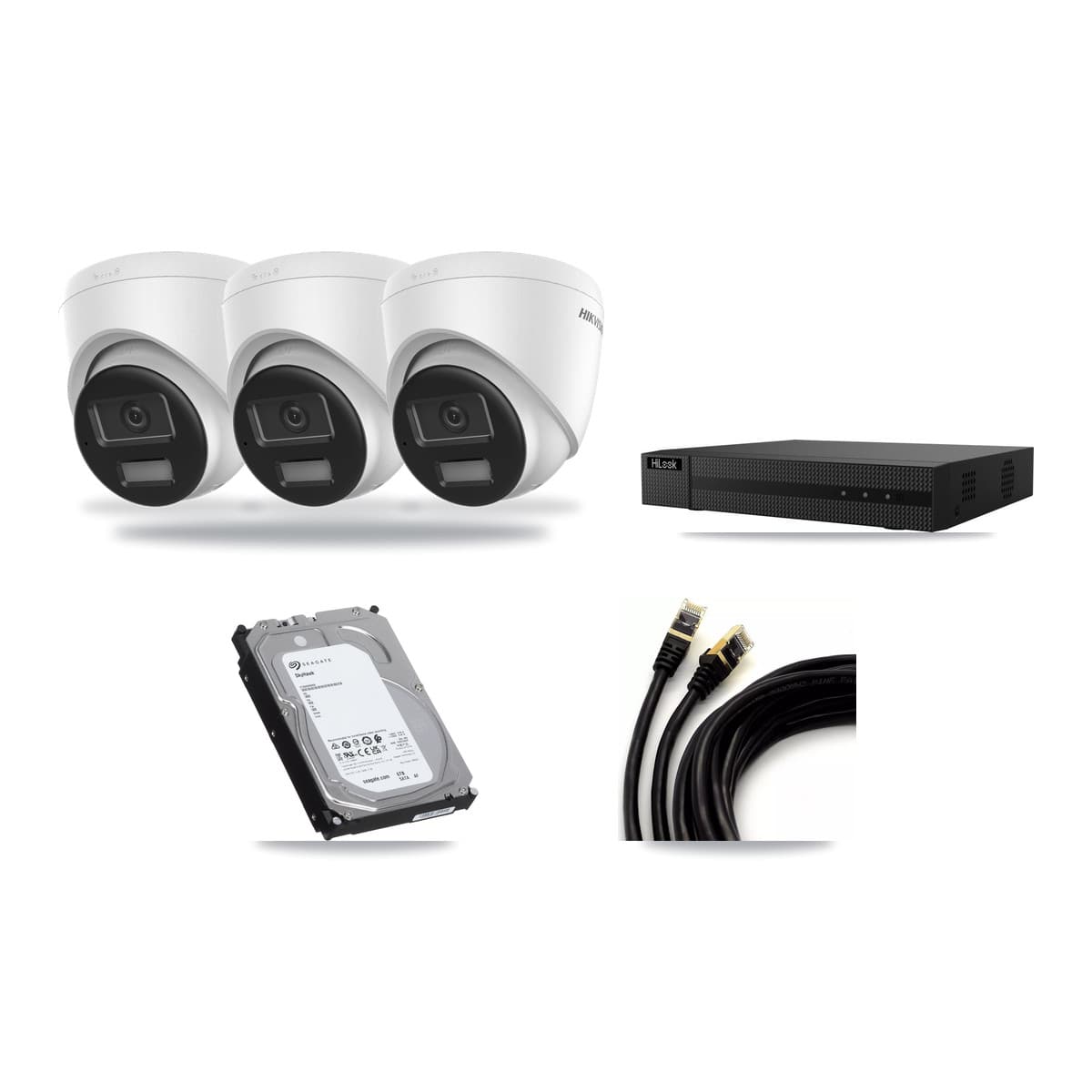 Hikvision & HiLook 8-Channel 4K CCTV Kit — 3 DS-2CD1383G2-LIU Turret Cameras + 6TB Recording (NVR-108MH-D/8P Recorder) - Image 1