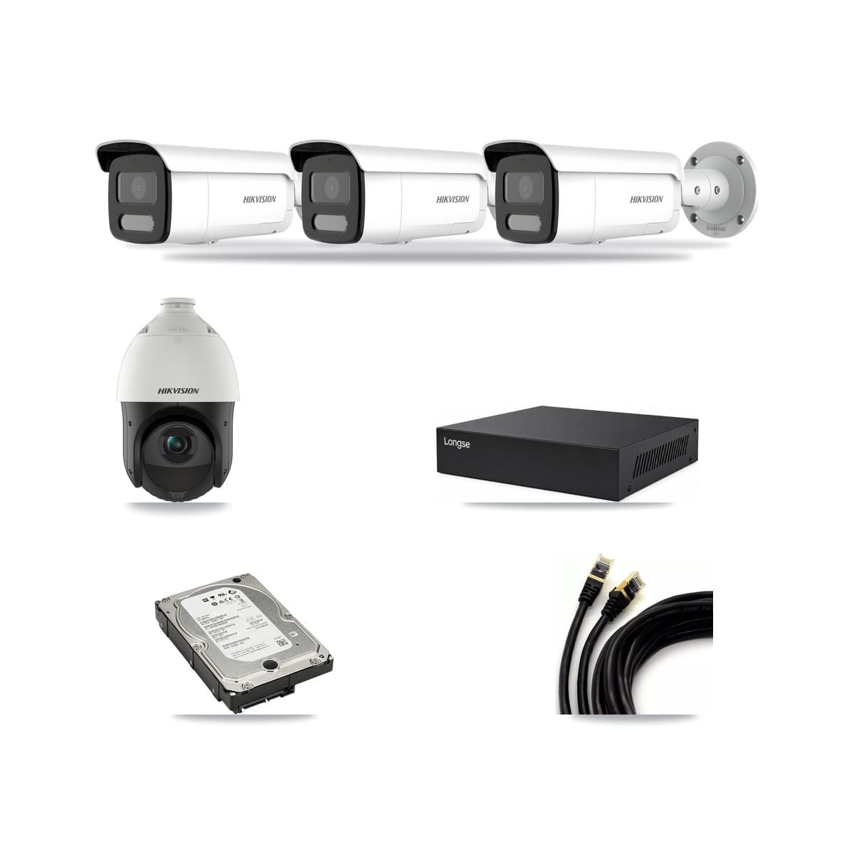 Hikvision & Longse 8-Channel 4MP CCTV Kit — 3 Bullet + 1 PTZ Cameras + 5TB Recording - Image 1