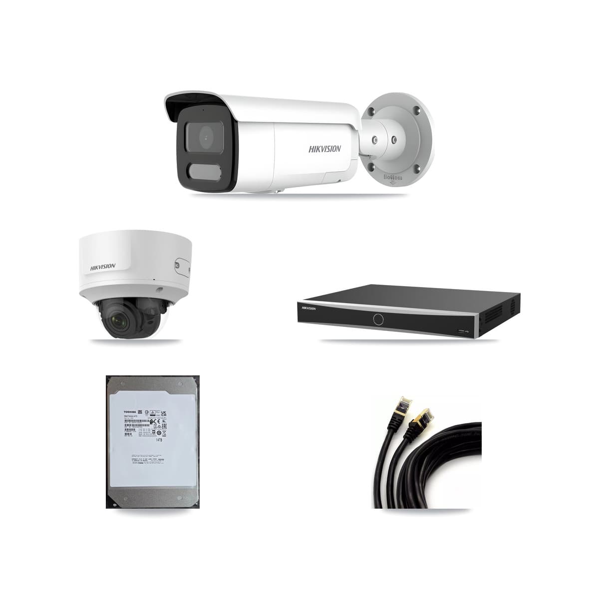 Hikvision 16-Channel 2MP – 4MP CCTV Kit — 1 2MP Dome + 9 4MP Bullet Cameras + 14TB Recording (DS-7616NXI Recorder)
