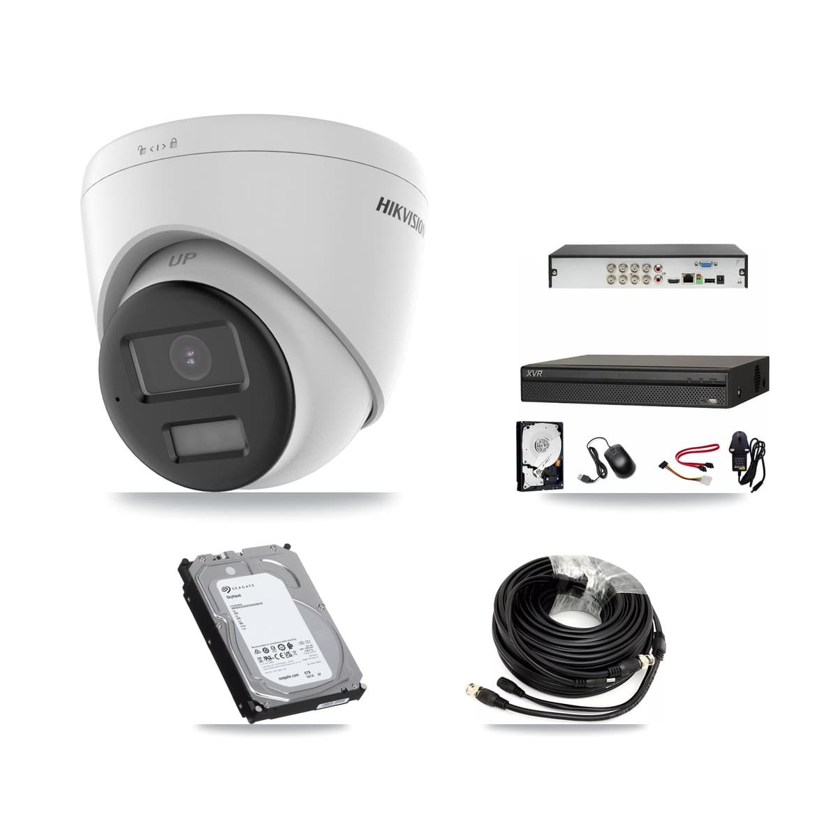 Hikvision & Dahua 8-Channel 5MP CCTV Kit — 3 DS-2CE78K0T + 1 DS-2CE78K0T Turret Cameras + 6TB Recording