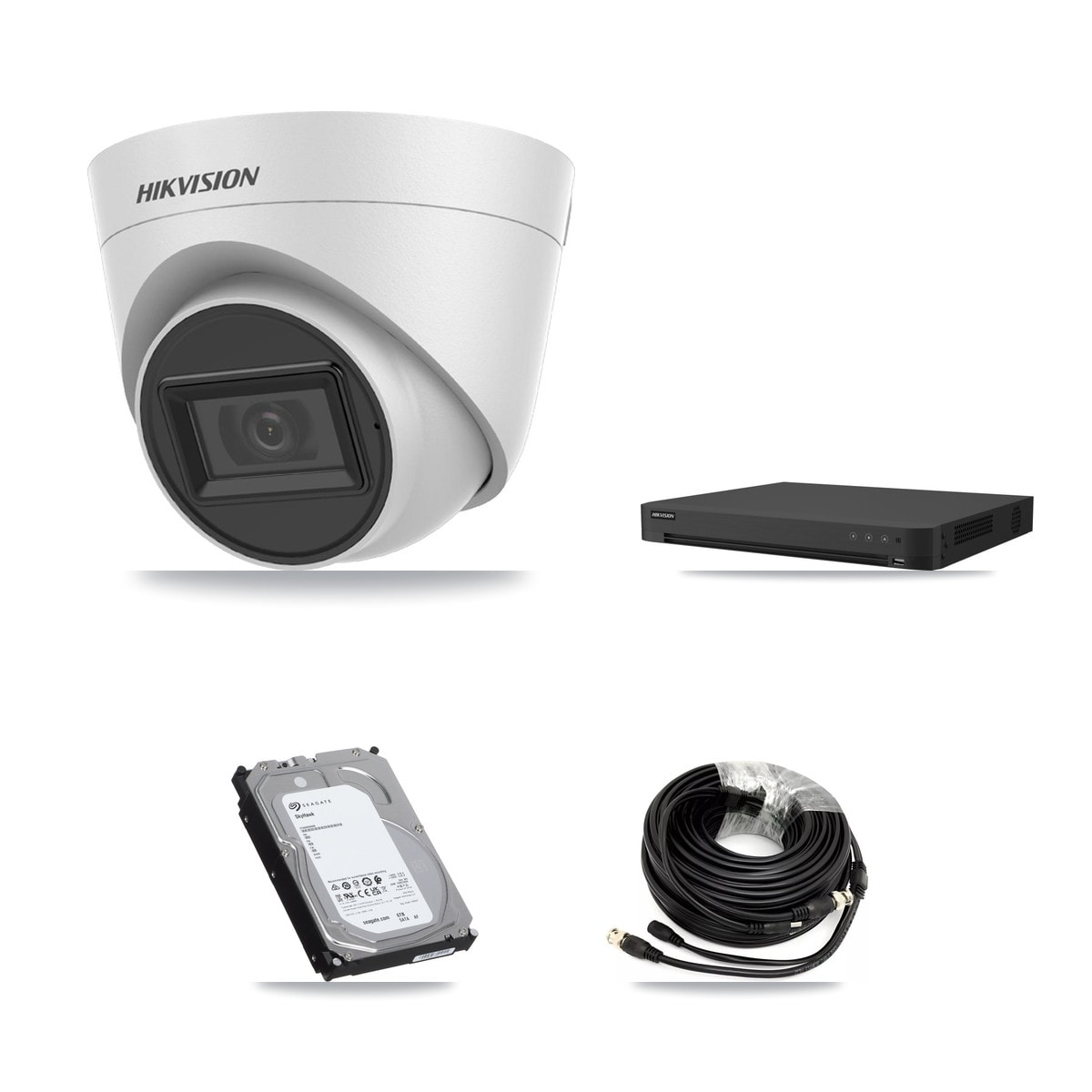 Hikvision 16-Channel 5MP CCTV Kit — 8 White Turret Cameras + 6TB Recording (IDS-7216HUHI Recorder)