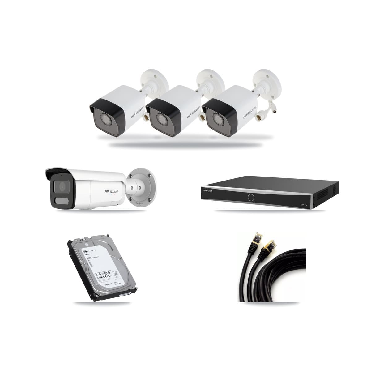 Hikvision 16-Channel 5MP – 4K CCTV Kit — 3 5MP + 1 White 4K Bullet Cameras + 6TB Recording (DS-7616NXI Recorder) - Image 1