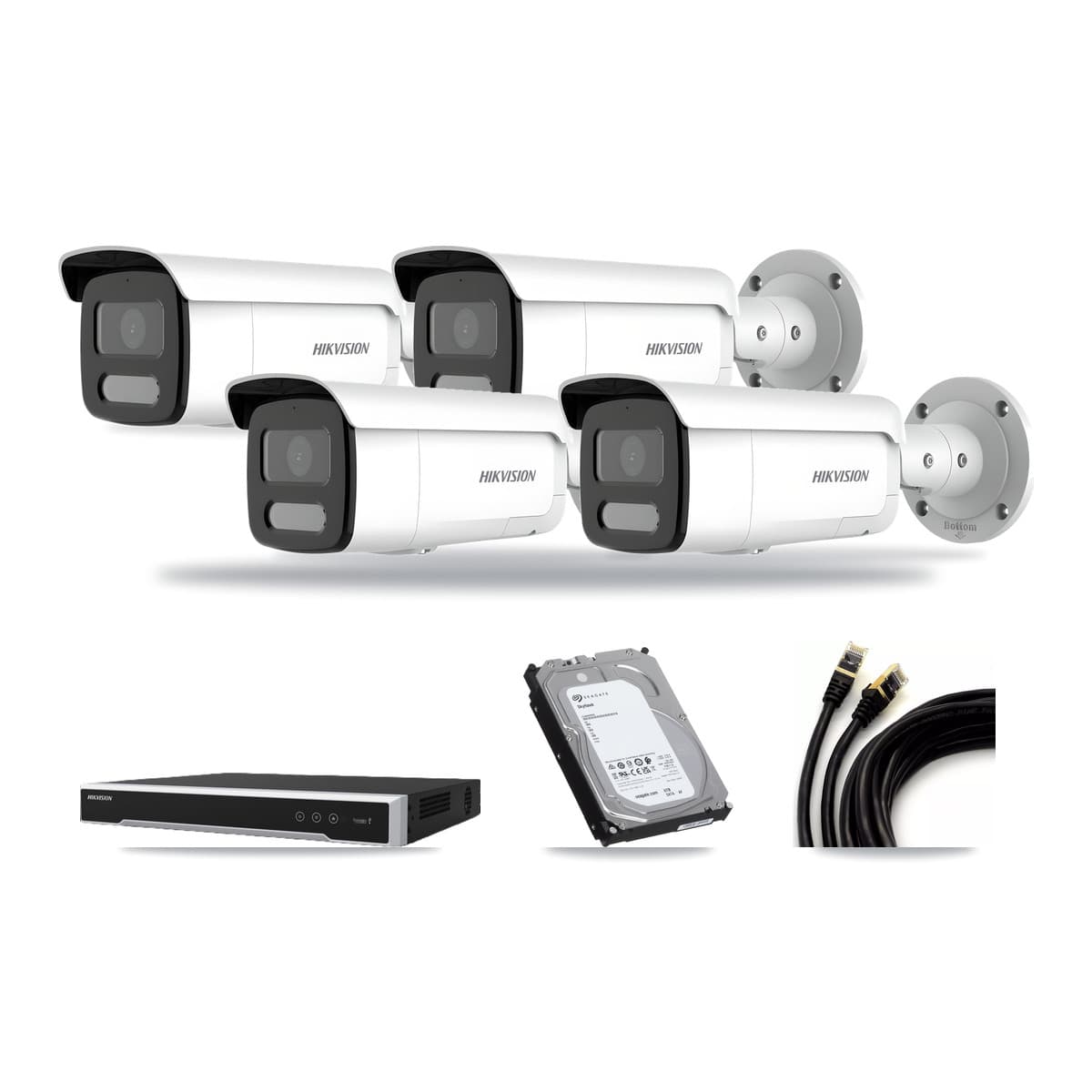 Hikvision 8-Channel 4MP – 4K CCTV Kit — 2 4MP + 2 White 4K Bullet Cameras + 6TB Recording (DS-7608NI-M2 Recorder) - Image 1