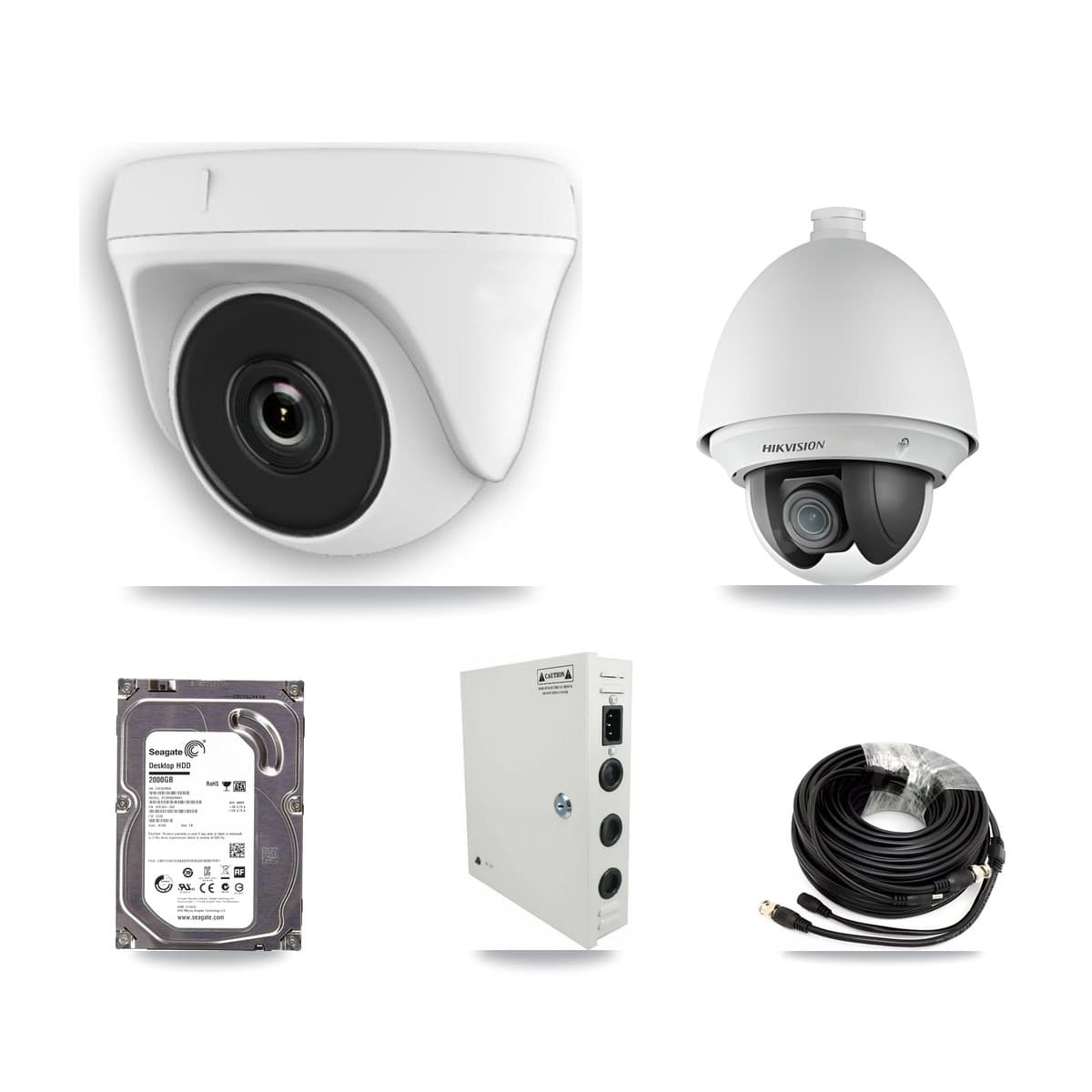 Hikvision & Prolux 8-Channel 2MP CCTV Kit — 1 PTZ + 2 Dome Cameras + 2TB Recording