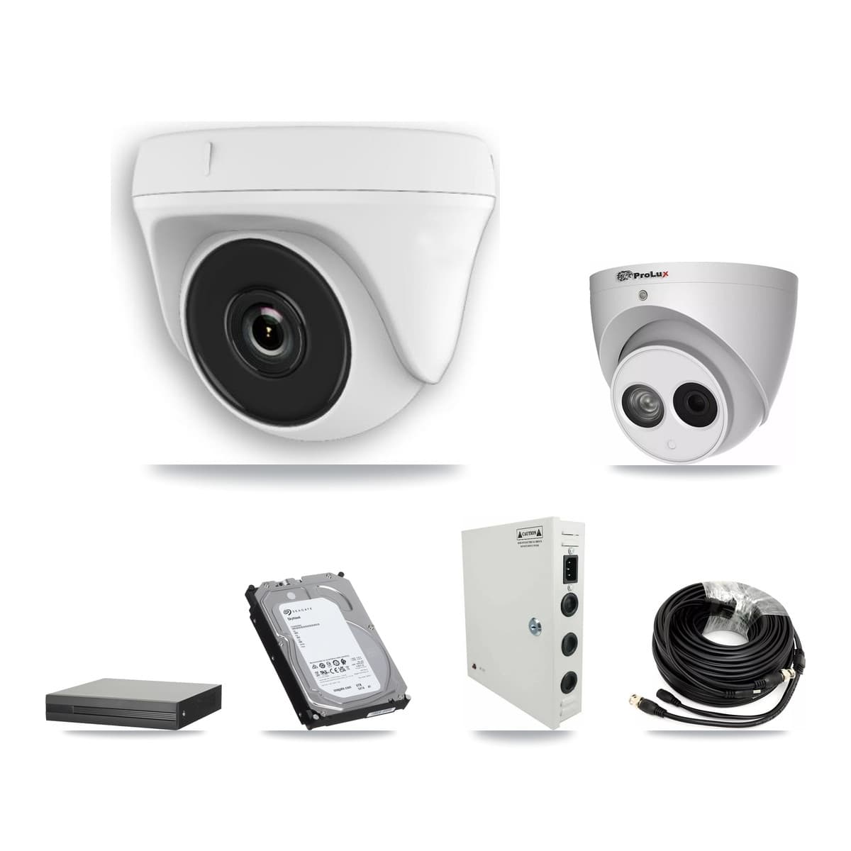 Prolux 16-Channel 2MP – 4MP CCTV Kit — 8 White 2MP Dome + 1 4MP Turret Cameras + 6TB Recording (XVR-3116HS Recorder)