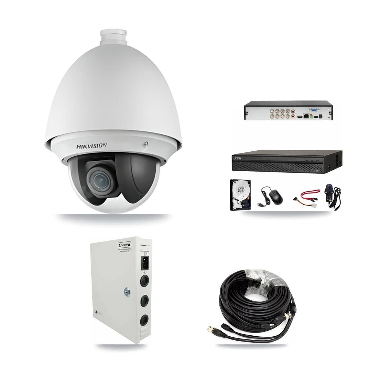 Hikvision & Dahua 8-Channel 2MP CCTV Kit — 4 DS-2AE4225T PTZ Cameras + 3TB Recording (XVR-3108AD Recorder)