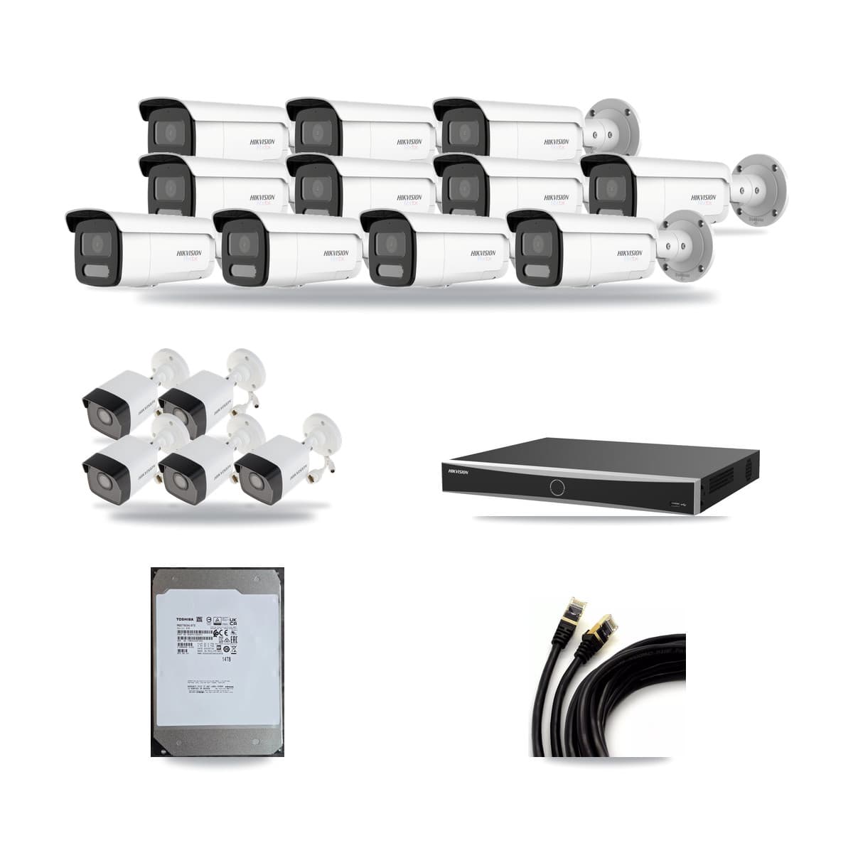 Hikvision 16-Channel 5MP – 4K CCTV Kit — 5 5MP + 11 4K Bullet Cameras + 14TB Recording - Image 1