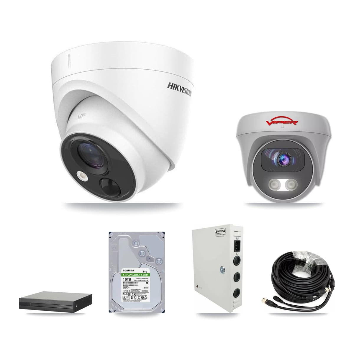 Hikvision & Viper 16-Channel 5MP CCTV Kit — 15 DS-2CE71H0T Turret + 1 VIPER-5MP-3K Cameras + 10TB Recording