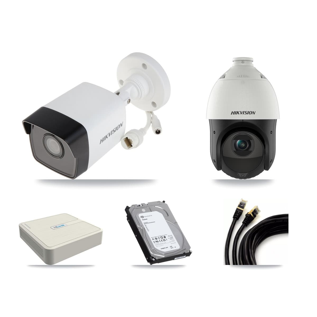 Hikvision & HiLook 8-Channel 4MP – 5MP CCTV Kit — 7 5MP Bullet + 1 4MP PTZ Cameras + 6TB Recording (NVR-108H-D Recorder) - Image 1