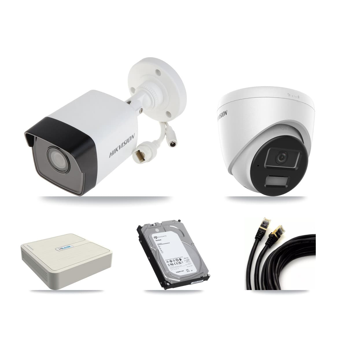 Hikvision & HiLook 8-Channel 4MP – 5MP CCTV Kit — 3 5MP Bullet + 1 4MP Turret Cameras + 6TB Recording