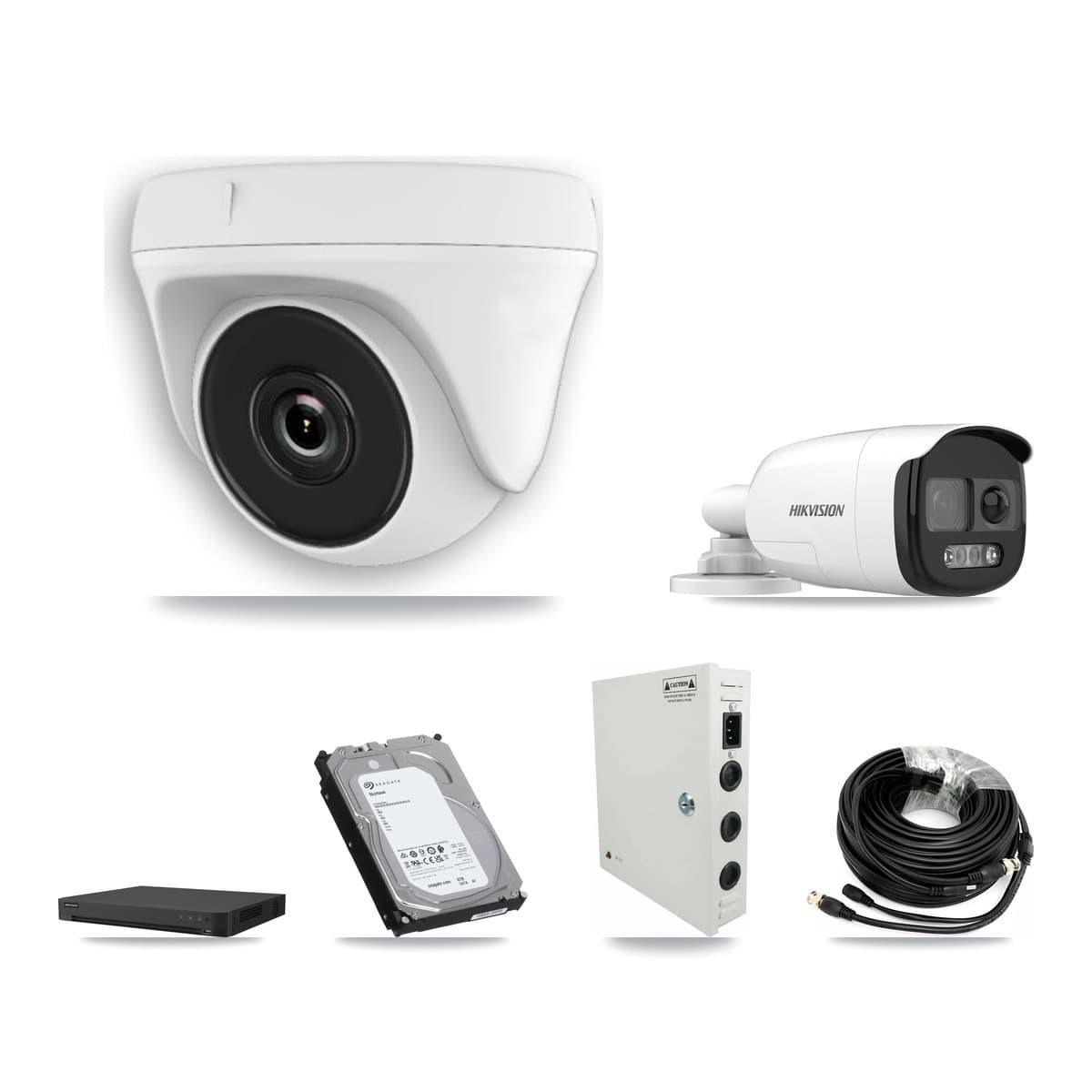 Hikvision 16-Channel 2MP – 5MP CCTV Kit — 3 DS-2CE12KF3T 5MP Bullet + 6 White HDT-2MP-N20W 2MP Dome Cameras + 6TB Recording - Image 1