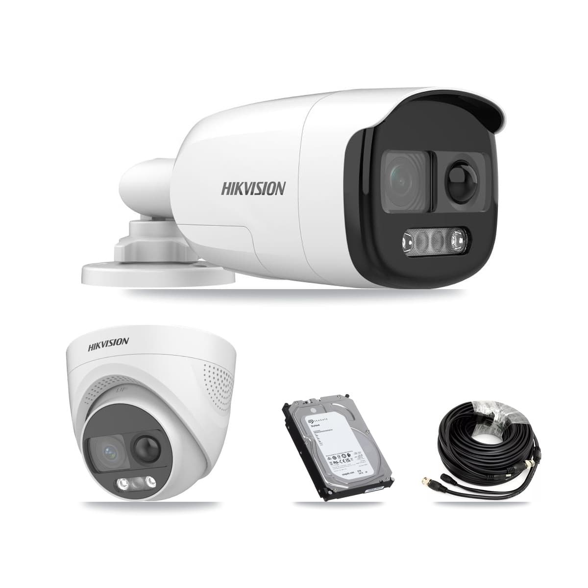 Hikvision & Prolux 8-Channel 5MP CCTV Kit — 2 DS-2CE12KF3T Bullet + 2 DS-2CE72KF3T Turret Cameras + 6TB Recording (PXD-5208AN Recorder)