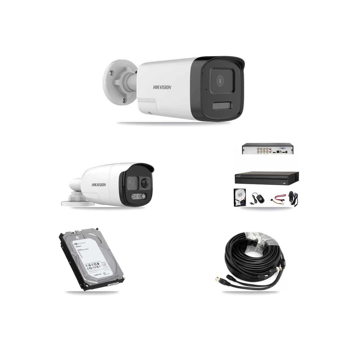 Hikvision & Dahua 8-Channel 5MP CCTV Kit — 1 DS-2CE12KF3T + 3 DS-2CE17K0T Bullet Cameras + 6TB Recording