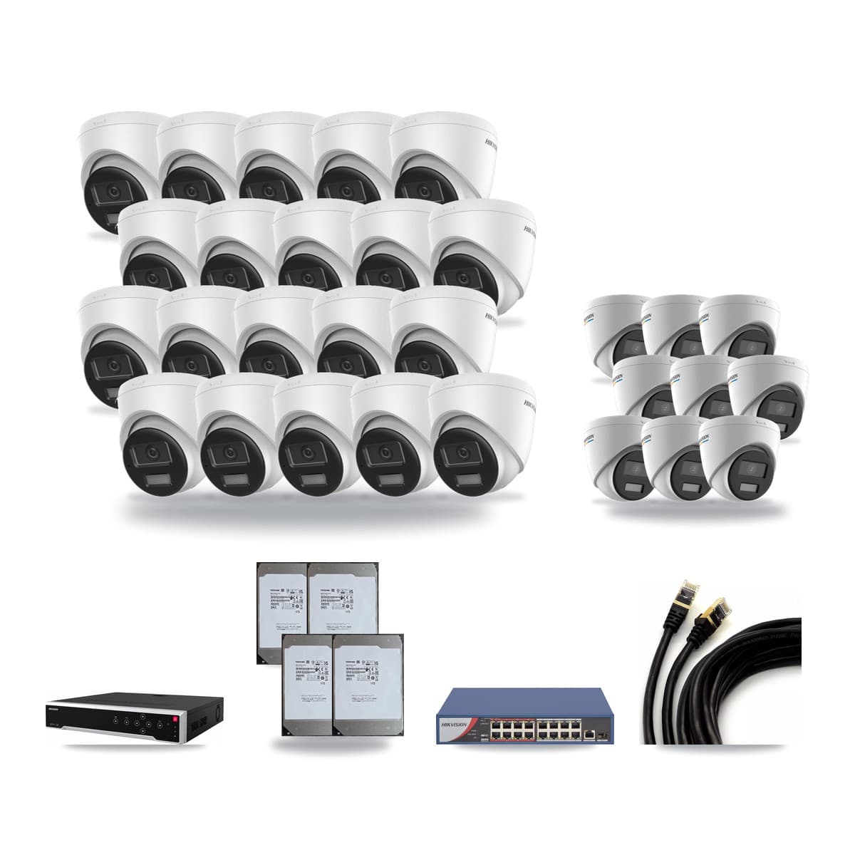 Hikvision 32-Channel 2MP – 4K CCTV Kit — 9 2MP + 20 4K Turret Cameras + 4× 14TB Recording - Image 1