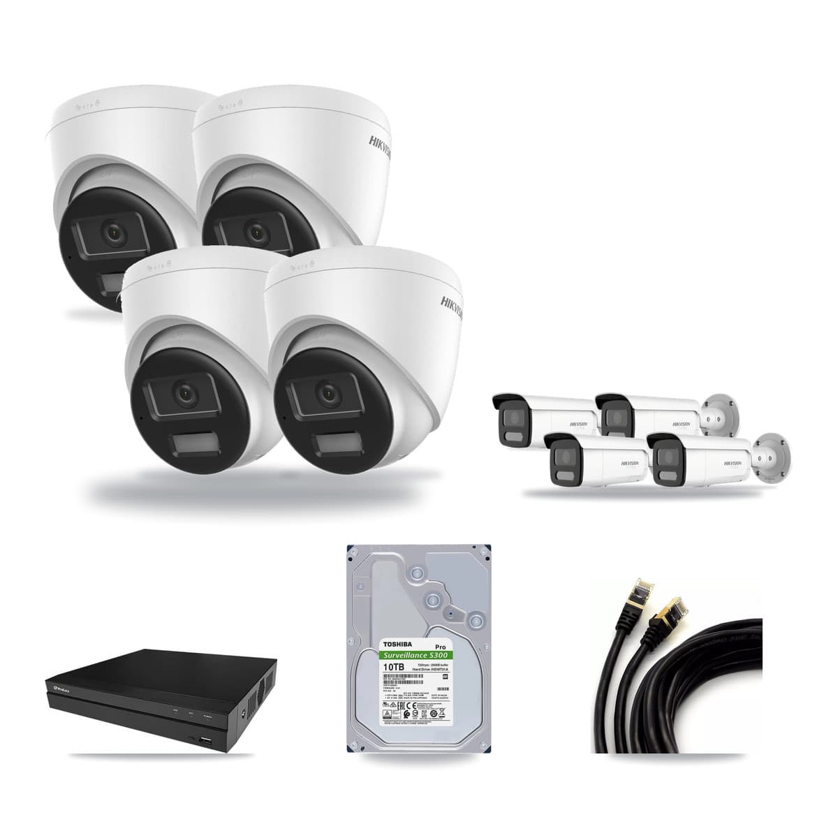 Hikvision & Prolux 8-Channel 4K CCTV Kit — 4 Turret + 4 Bullet Cameras + 10TB Recording - Image 1