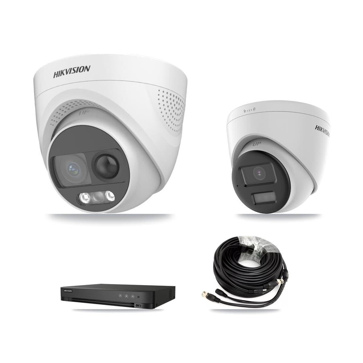 Hikvision 4-Channel 5MP CCTV Kit — 1 DS-2CE72KF3T + 1 DS-2CE78K0T Turret Cameras + 3TB Recording (IDS-7204HQHI Recorder) - Image 1