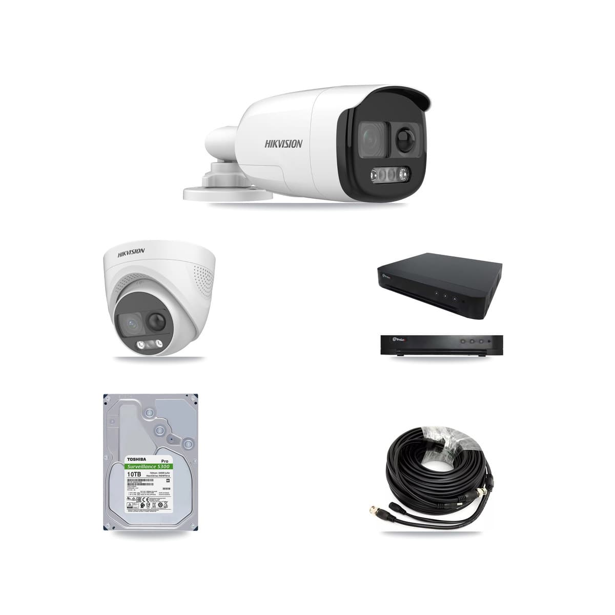 Hikvision & Prolux 16-Channel 5MP CCTV Kit — 7 Bullet + 1 Turret Cameras + 10TB Recording
