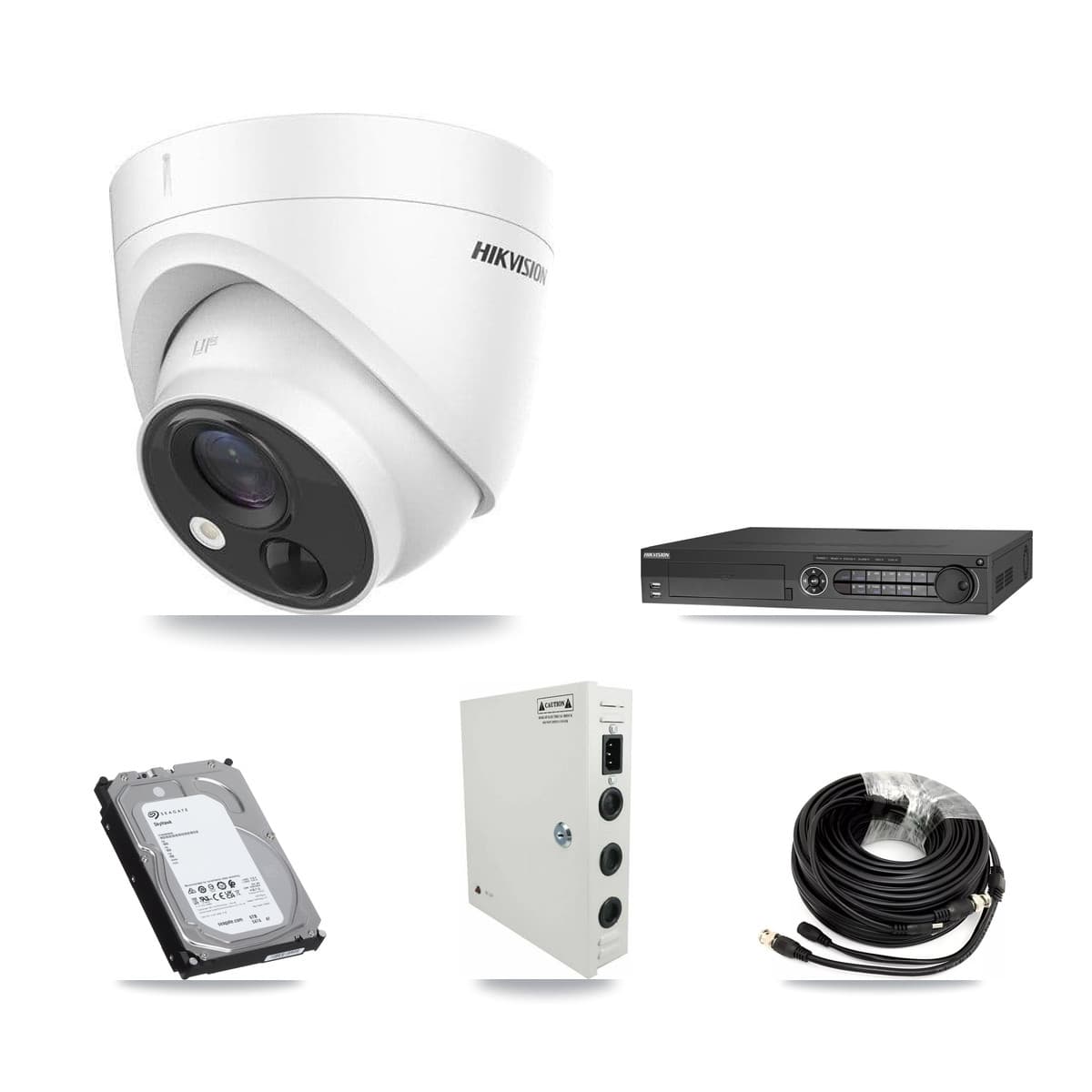 Hikvision 32-Channel 5MP CCTV Kit — 16 DS-2CE71H0T Turret Cameras + 2× 6TB Recording
