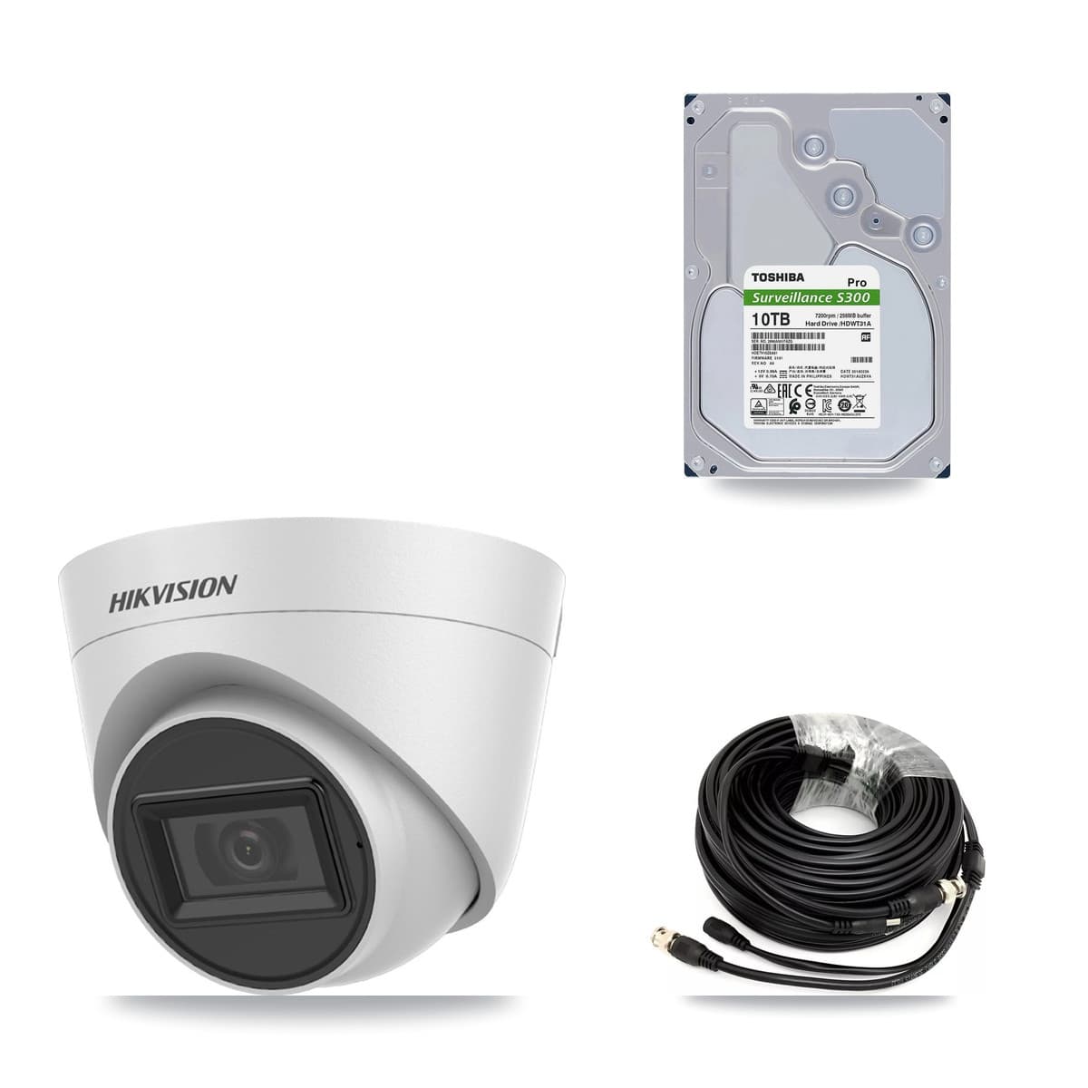 Hikvision 32-Channel 5MP CCTV Kit — 8 White Turret Cameras + 10TB Recording (IDS-7332HUHI Recorder)