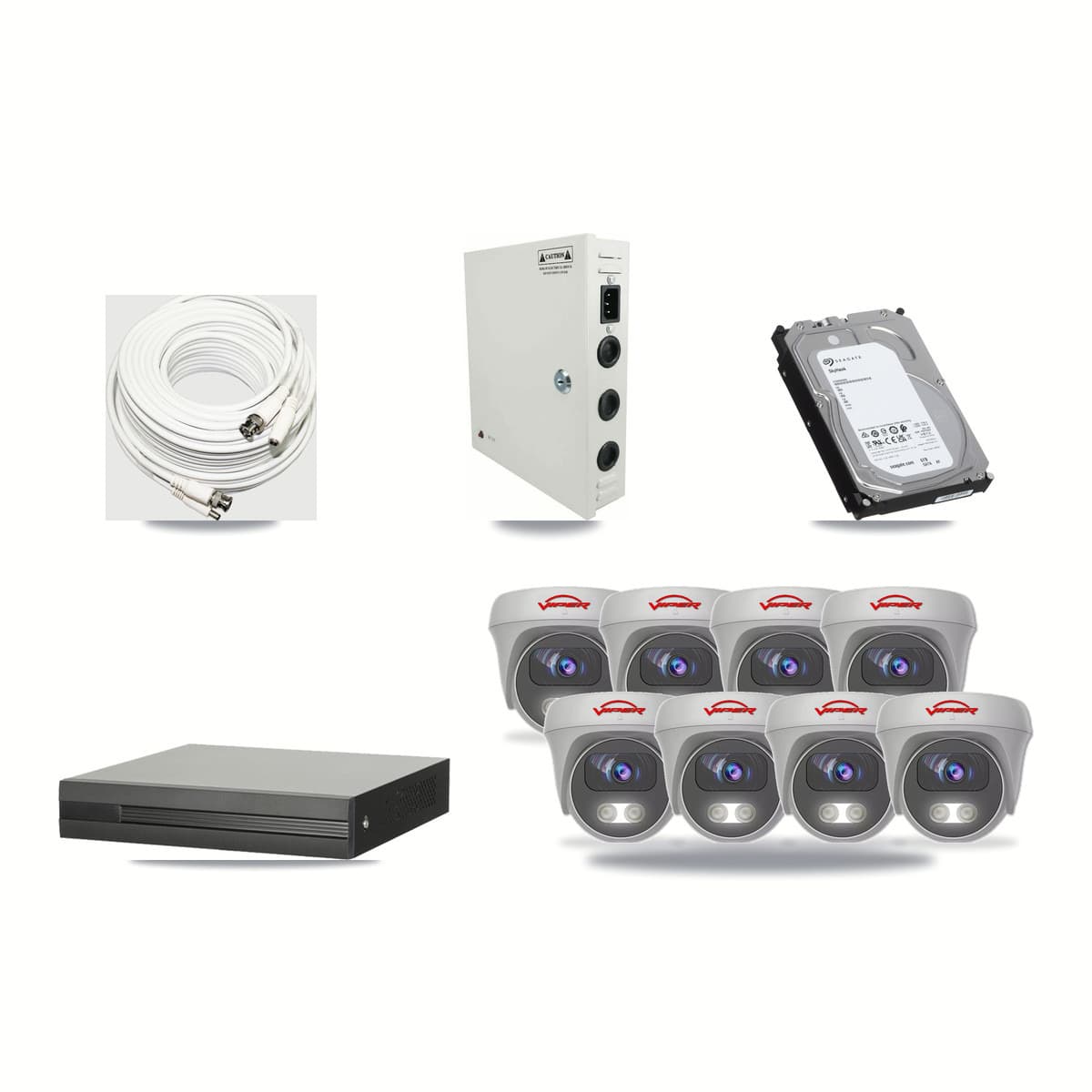 8-channel CCTV kit: 8 cameras (8× 5MP Camera), 6TB hard drive