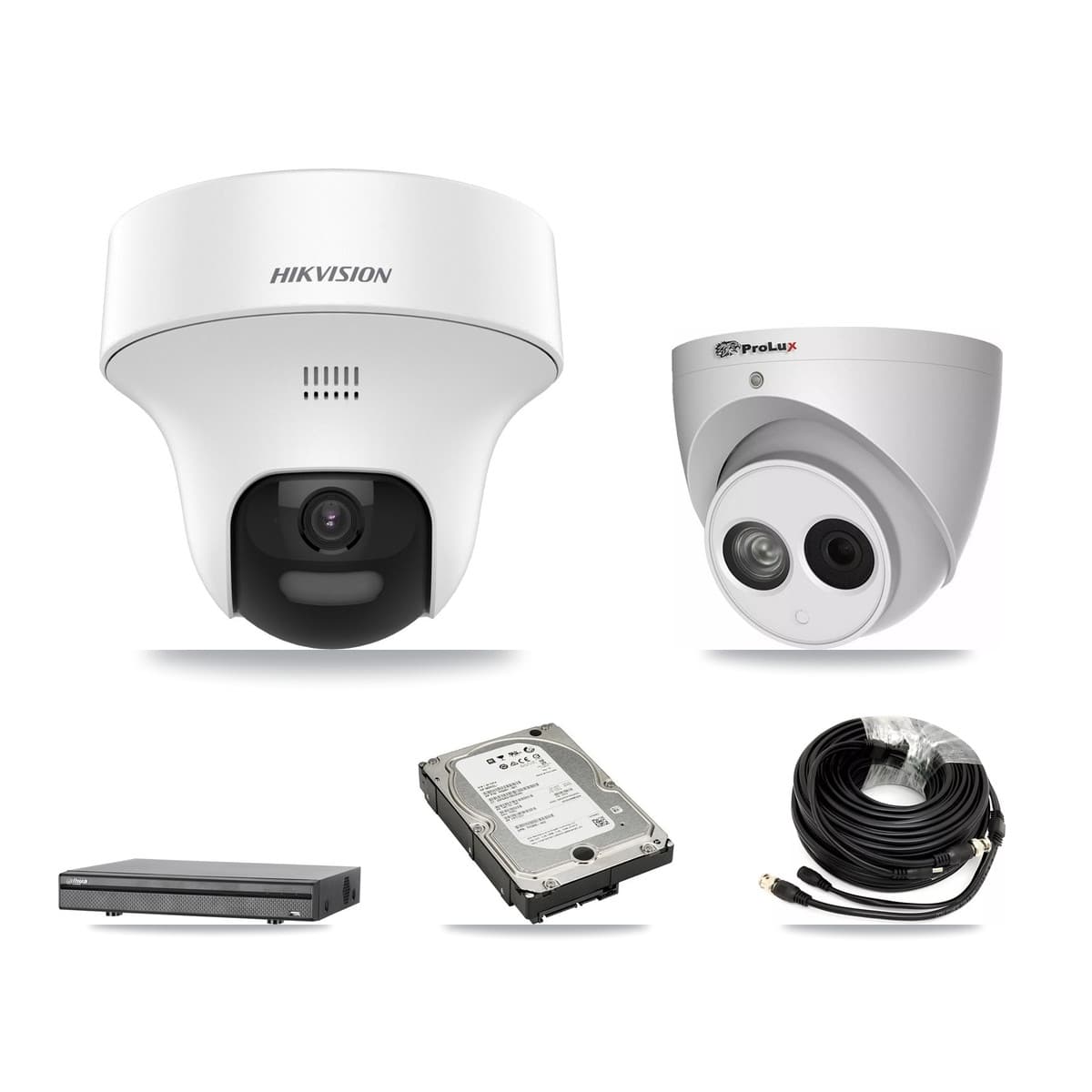 8-Channel 4MP – 5MP CCTV Kit — 3 DS-2CE70K0T 5MP + 1 PXC-612C4W-A 4MP Turret Cameras + 5TB Recording (DH-XVR5108H Recorder)