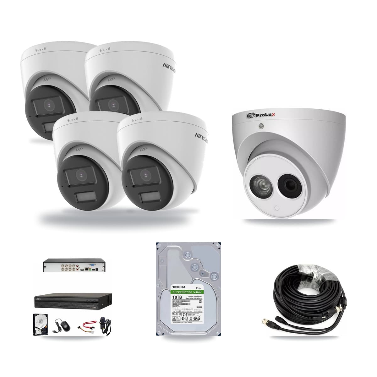 8-Channel 4MP – 4K CCTV Kit — 4 4K + 1 4MP Turret Cameras + 10TB Recording (XVR-3108AD Recorder) - Image 1