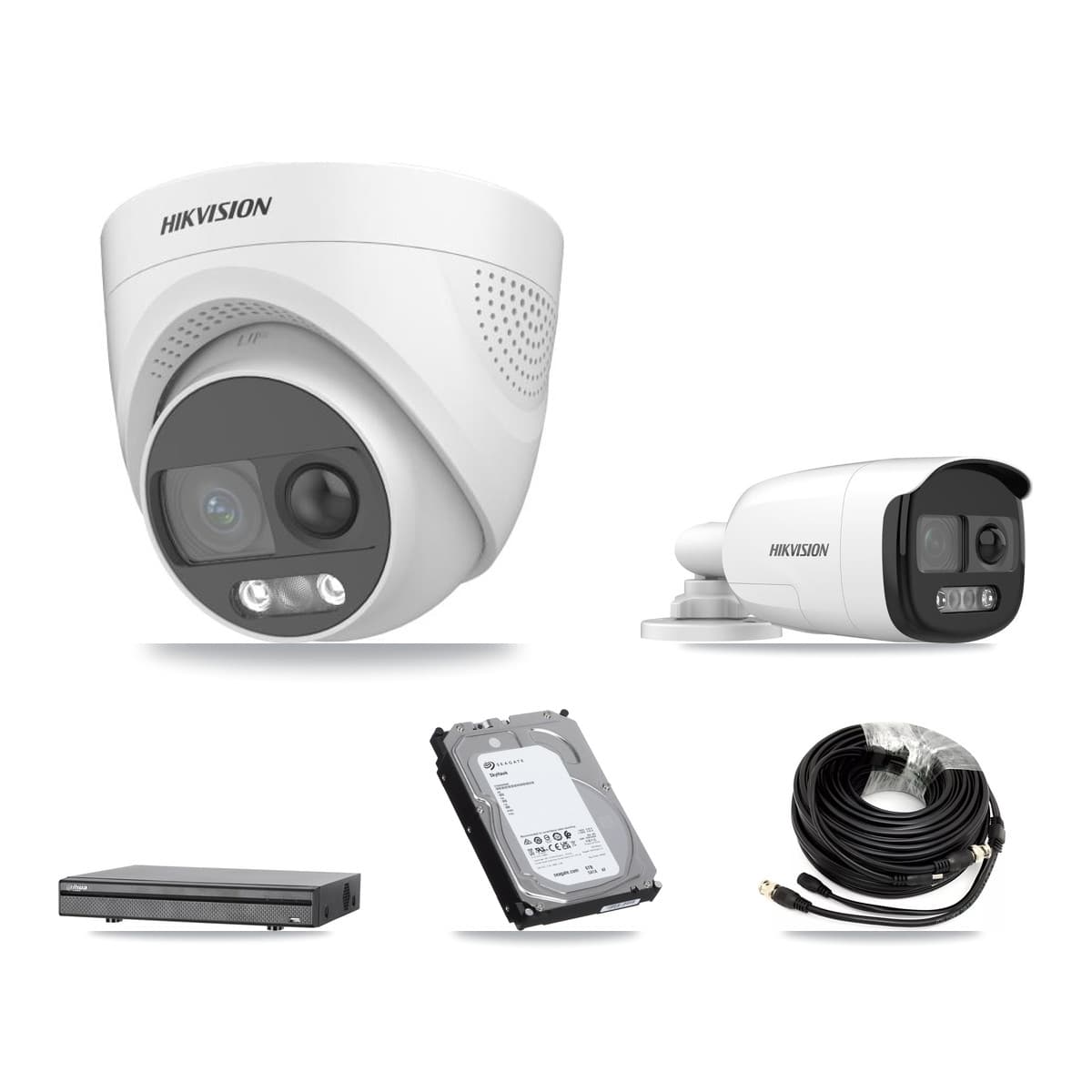 Hikvision & Dahua 8-Channel 5MP CCTV Kit — 1 DS-2CE12KF3T Bullet + 4 DS-2CE72KF3T Turret Cameras + 6TB Recording