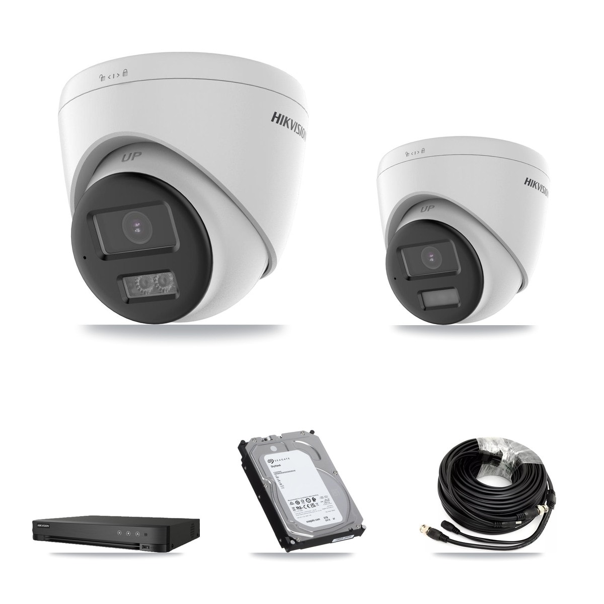 Hikvision 8-Channel 5MP CCTV Kit — 1 DS-2CE78K0T + 4 DS-2CE78K0T Turret Cameras + 6TB Recording (IDS-7208HQHI Recorder) - Image 1