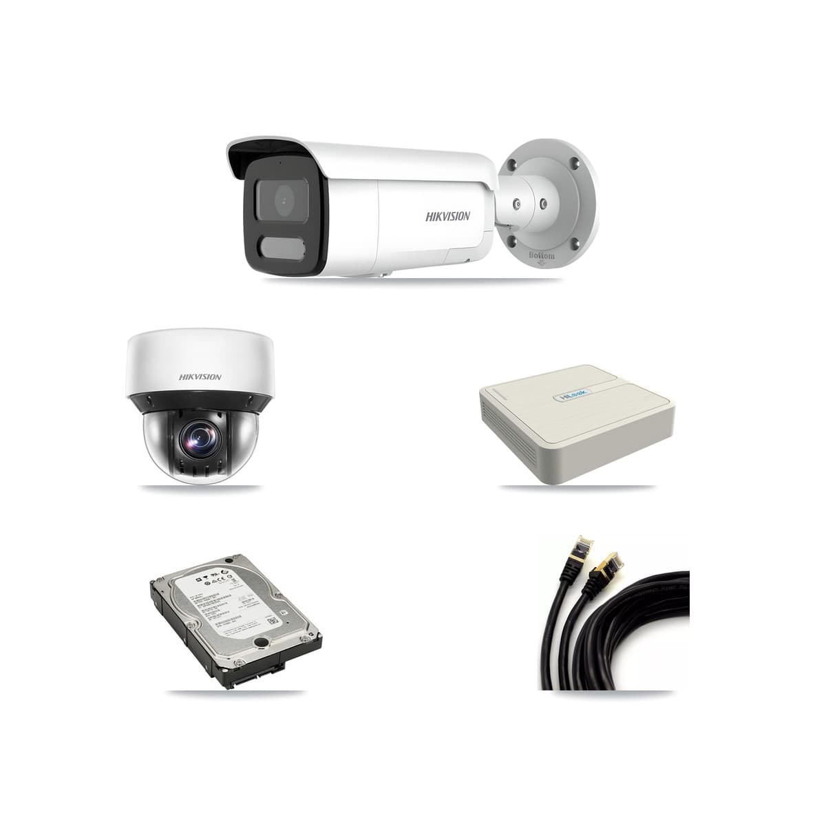 Hikvision & HiLook 8-Channel 4MP CCTV Kit — 3 DS-2CD2T47G2H Bullet + 1 DS-2DE4A425IW PTZ Cameras + 5TB Recording - Image 1