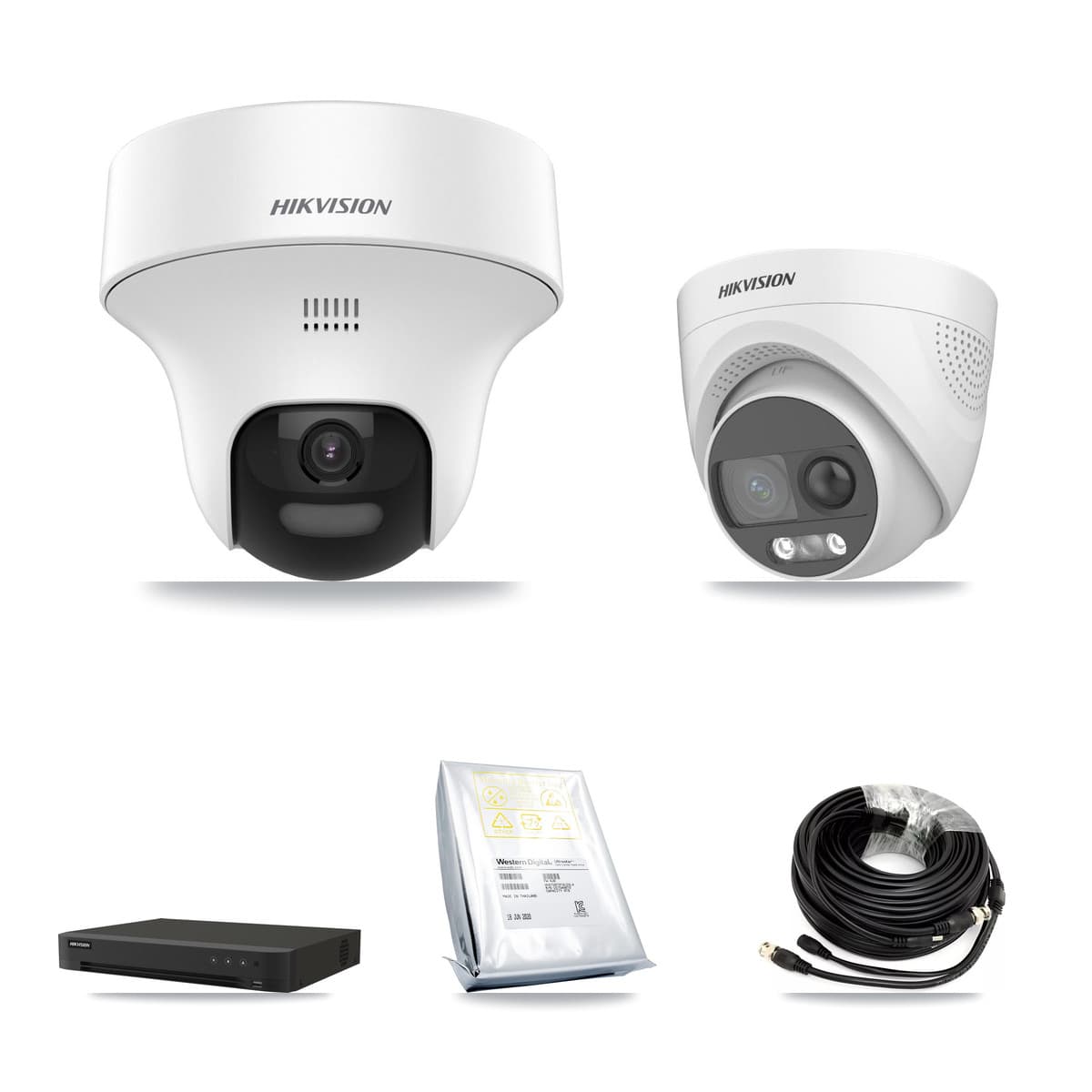 Hikvision 16-Channel 5MP CCTV Kit — 5 DS-2CE70K0T + 1 DS-2CE72KF3T Turret Cameras + 8TB Recording (IDS-7216HQHI Recorder)