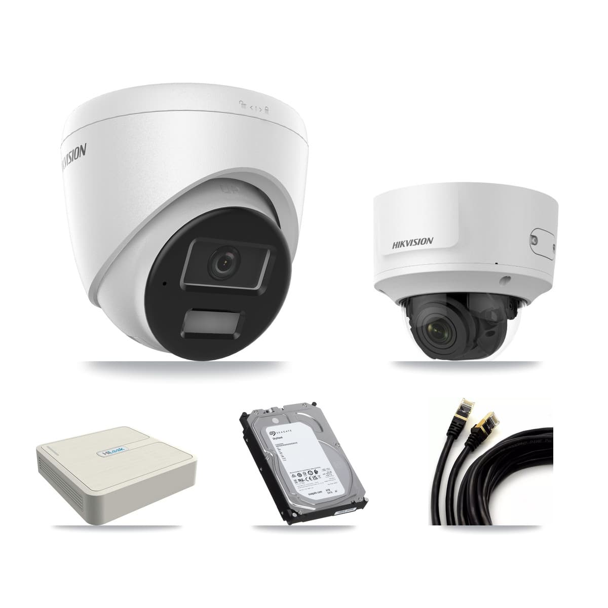 Hikvision & HiLook 8-Channel 2MP – 4MP CCTV Kit — 7 4MP Turret + 1 2MP Dome Cameras + 6TB Recording (NVR-108H-D Recorder)