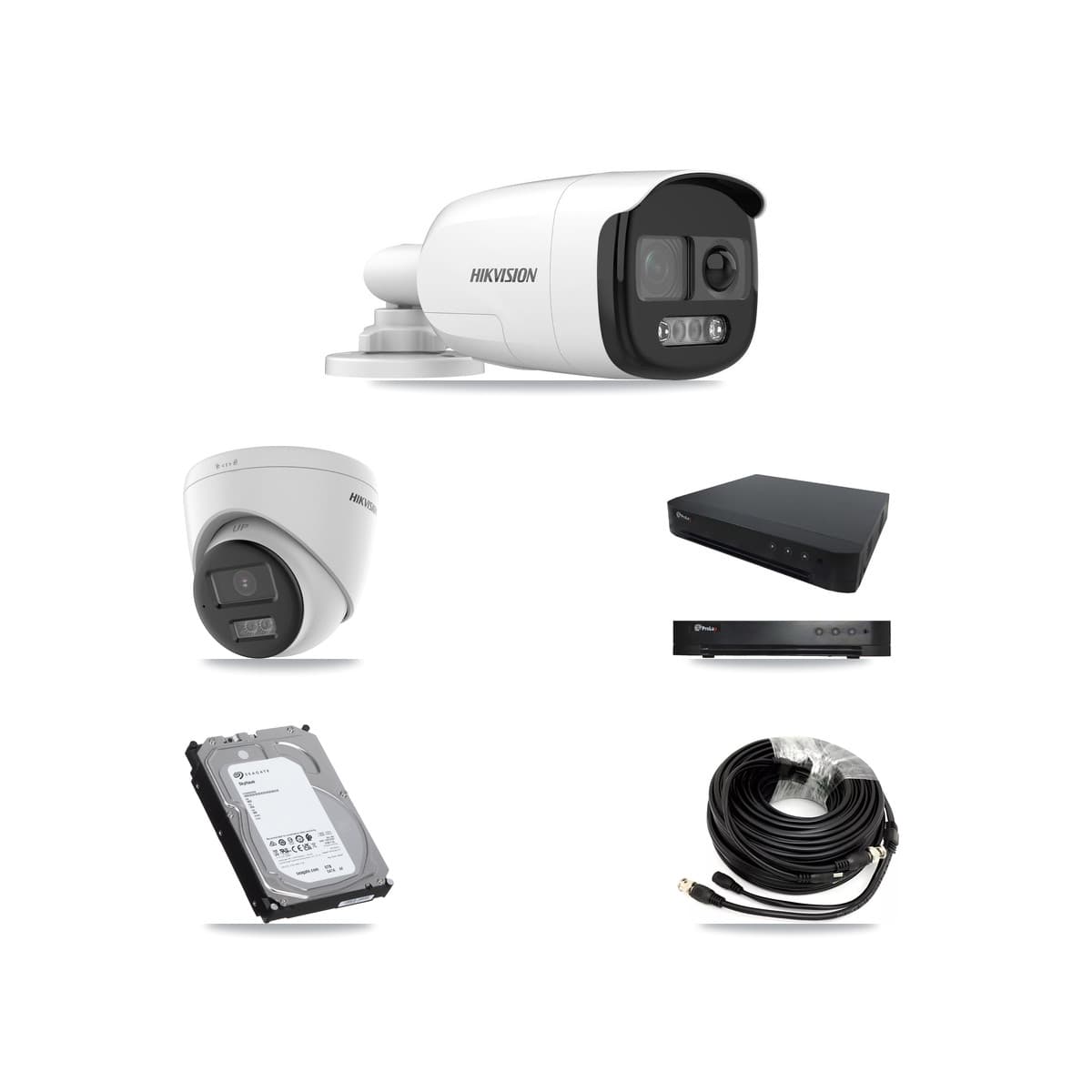 Hikvision & Prolux 16-Channel 5MP CCTV Kit — 4 DS-2CE12KF3T Bullet + 1 DS-2CE78K0T Turret Cameras + 6TB Recording - Image 1