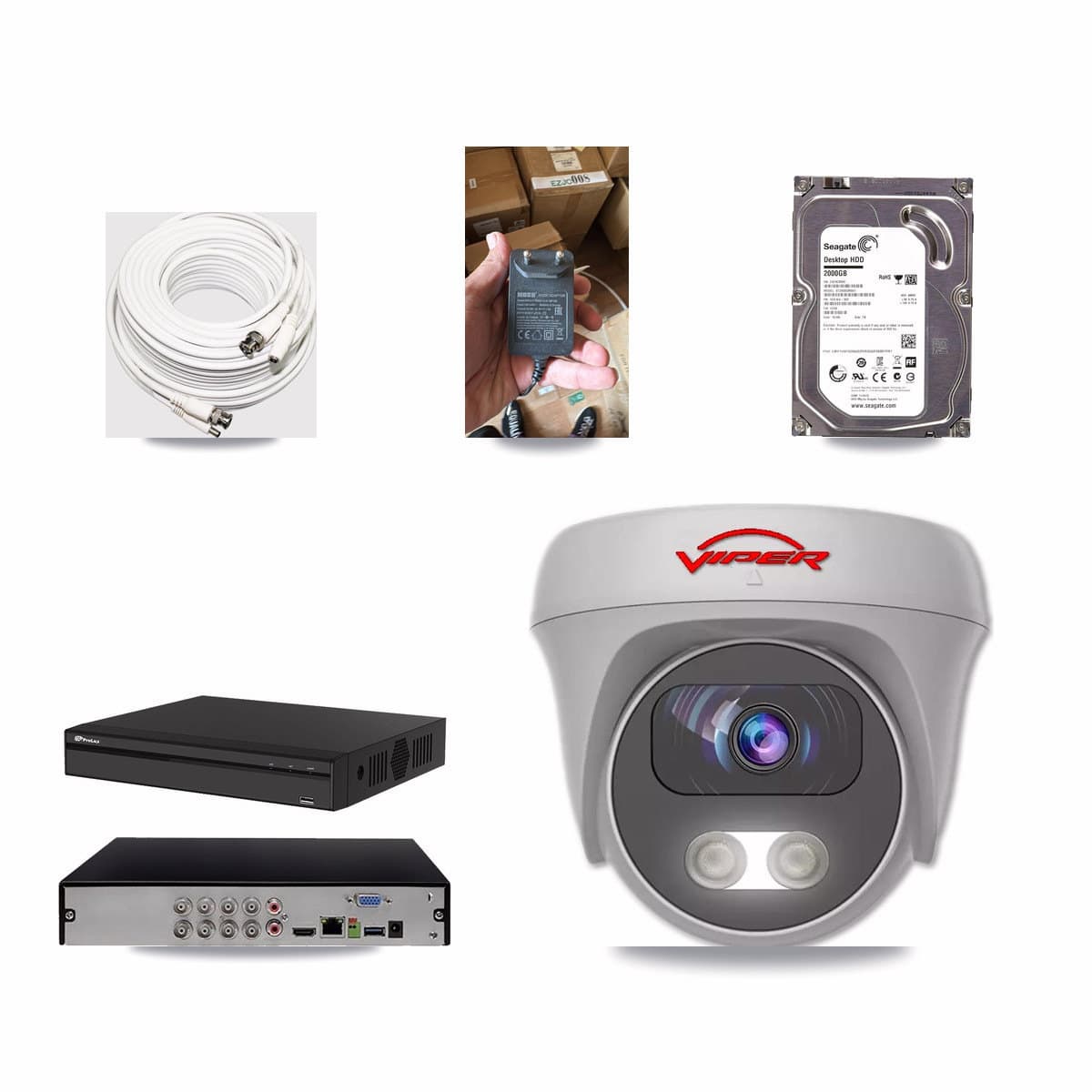 Prolux 8-channel CCTV kit: 1 camera (1× 5MP Camera), 2TB hard drive