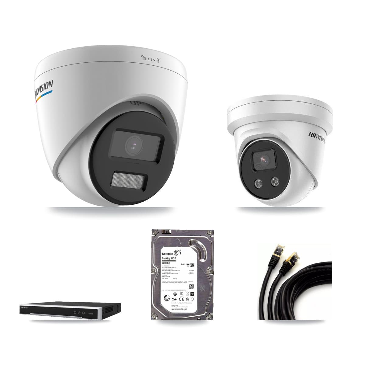 Hikvision 16-Channel 2MP – 5MP CCTV Kit — 1 2MP + 1 5MP Turret Cameras + 2TB Recording (DS-7616NI-M2 Recorder)