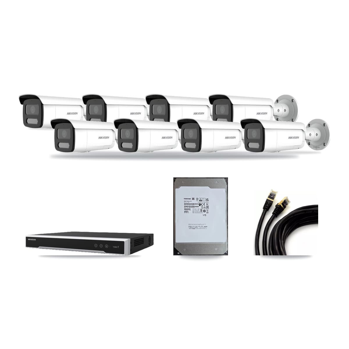Hikvision 16-Channel 4MP CCTV Kit — 8 Bullet Cameras + 14TB Recording (DS-7616NI-M2 Recorder) - Image 1