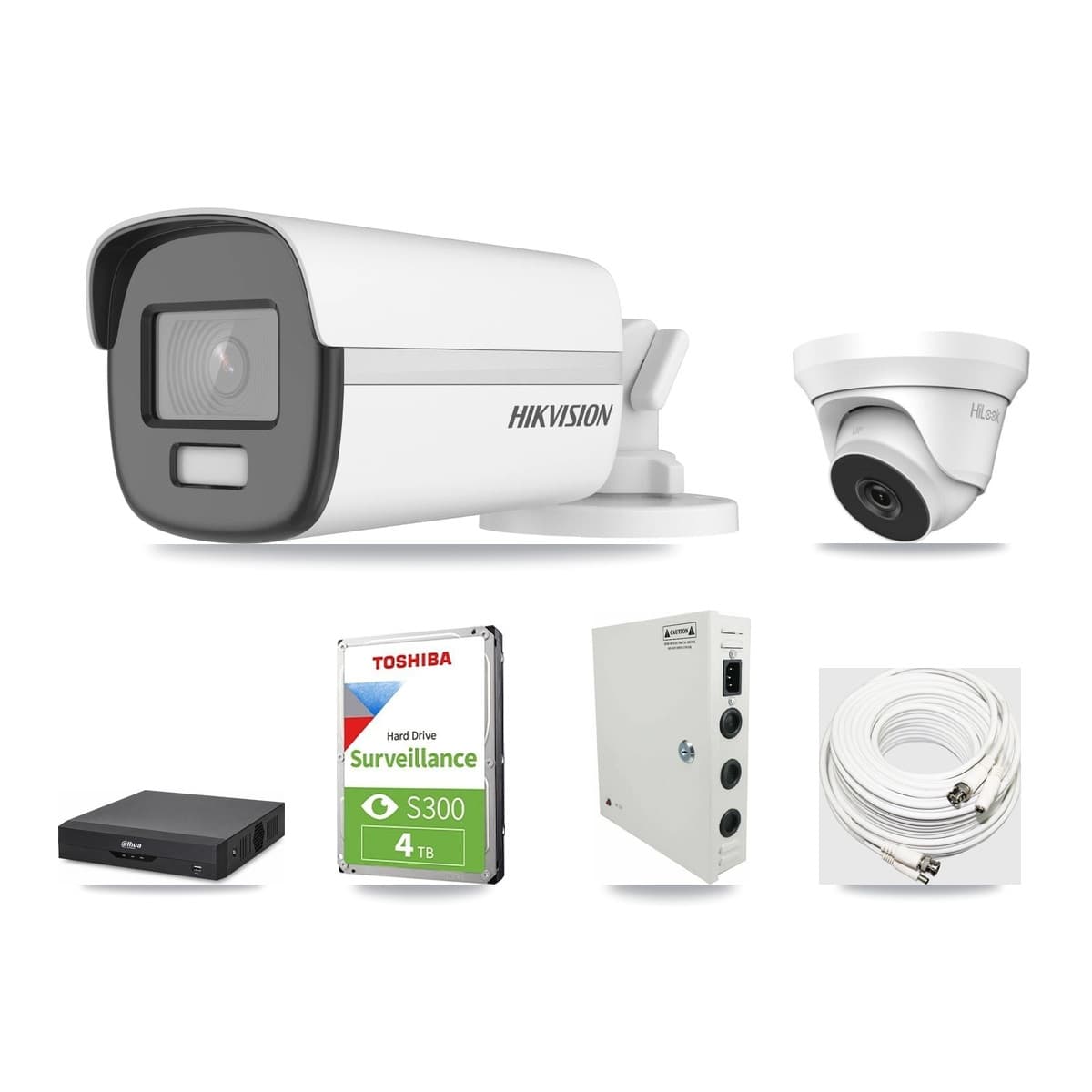 4-Channel 4MP – 4K CCTV Kit — 1 4K Bullet + 1 4MP Turret Cameras + 4TB Recording (DH-XVR5104HS Recorder) - Image 1