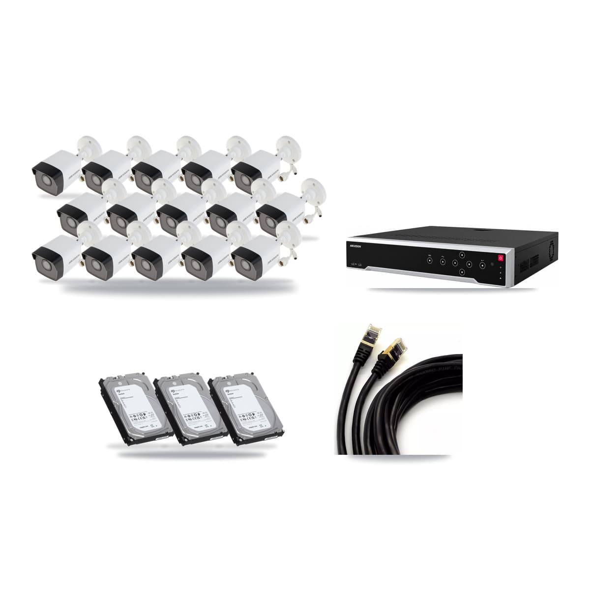 Hikvision 32-Channel 5MP CCTV Kit — 15 Bullet Cameras + 3× 6TB Recording - Image 1