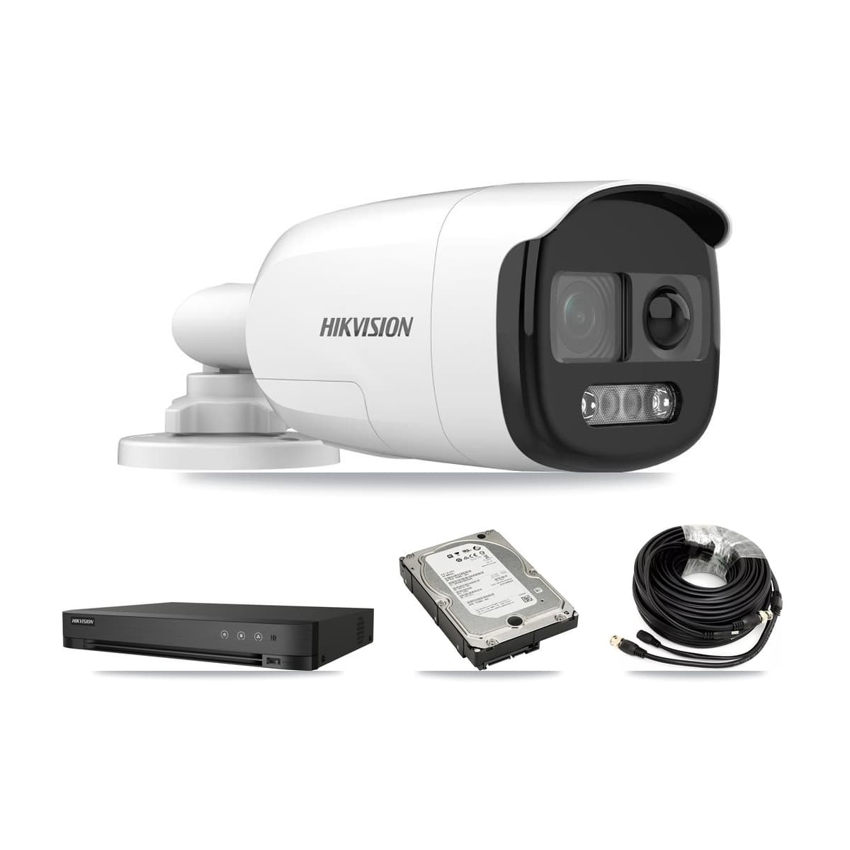 Hikvision 4-Channel 5MP CCTV Kit — 4 DS-2CE12KF3T Bullet Cameras + 5TB Recording (IDS-7204HUHI Recorder)