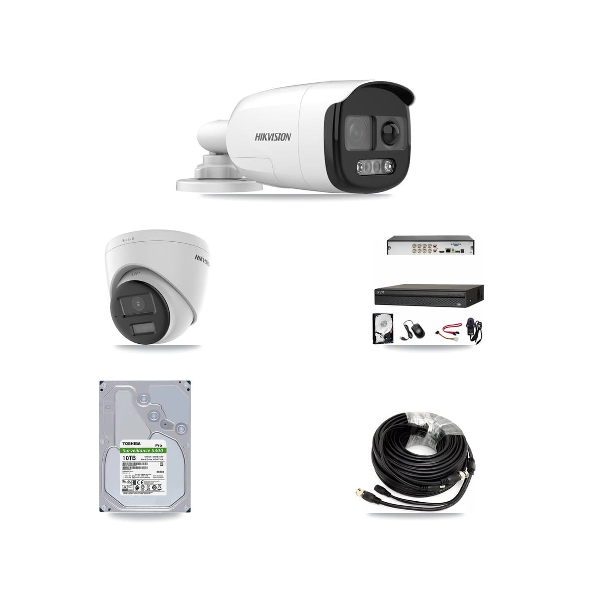 Hikvision & Dahua 8-Channel 5MP – 4K CCTV Kit — 4 5MP Bullet + 2 4K Turret Cameras + 10TB Recording (XVR-3108AD Recorder)
