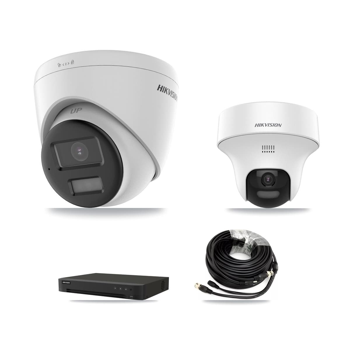 Hikvision 8-Channel 5MP CCTV Kit — 2 DS-2CE70K0T-PTLTS + 4 DS-2CE78K0T-LPTS Turret Cameras + 8TB Recording (IDS-7208HUHI-M1/XT Recorder)