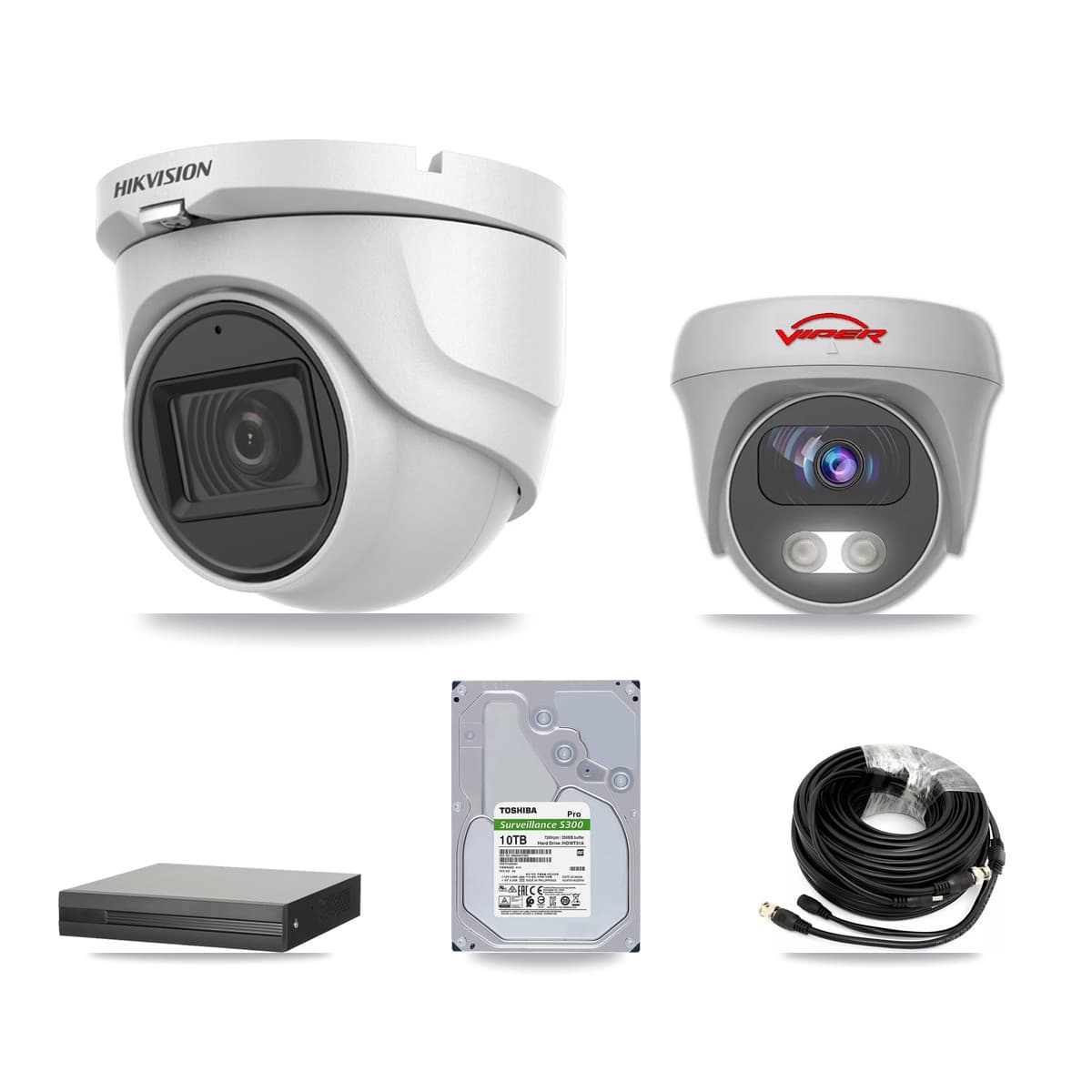 Hikvision & Viper 16-Channel 5MP CCTV Kit — 6 DS-2CE76H0T Turret + 2 VIPER-5MP-3K Cameras + 10TB Recording - Image 1