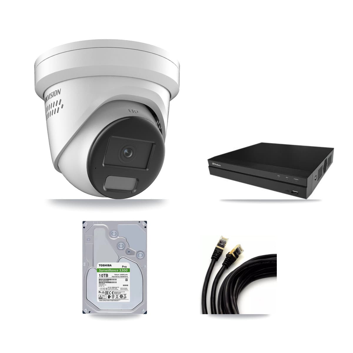 Hikvision & Prolux 16-Channel 4K CCTV Kit — 12 DS-2CD2387G2H Turret Cameras + 2× 10TB Recording