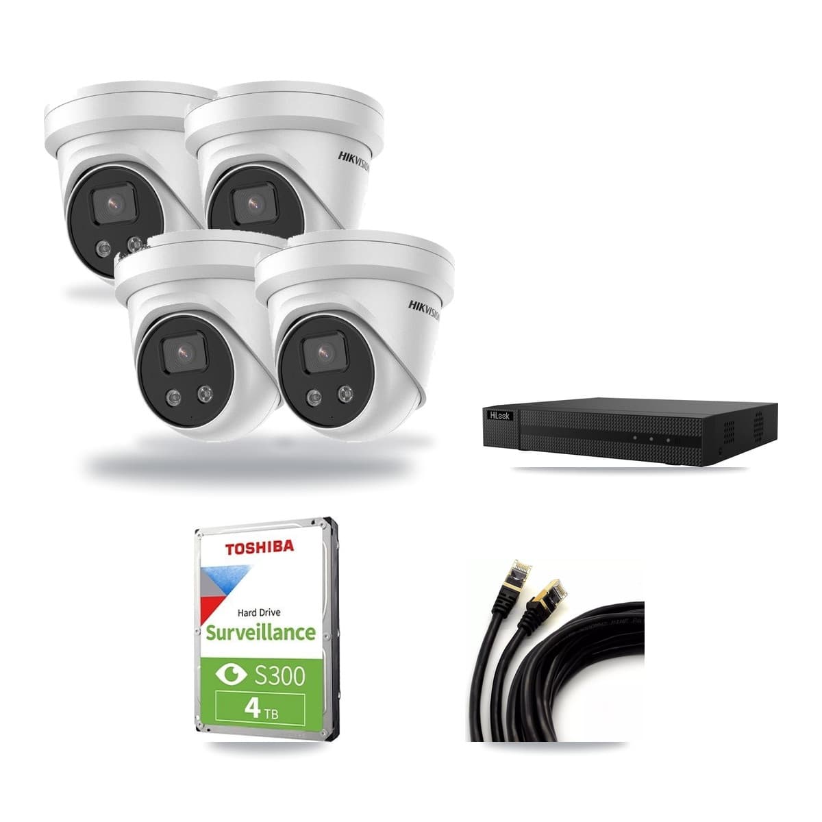 Hikvision & HiLook 8-Channel 5MP CCTV Kit — 4 Turret Cameras + 4TB Recording (NVR-108MH-D Recorder) - Image 1