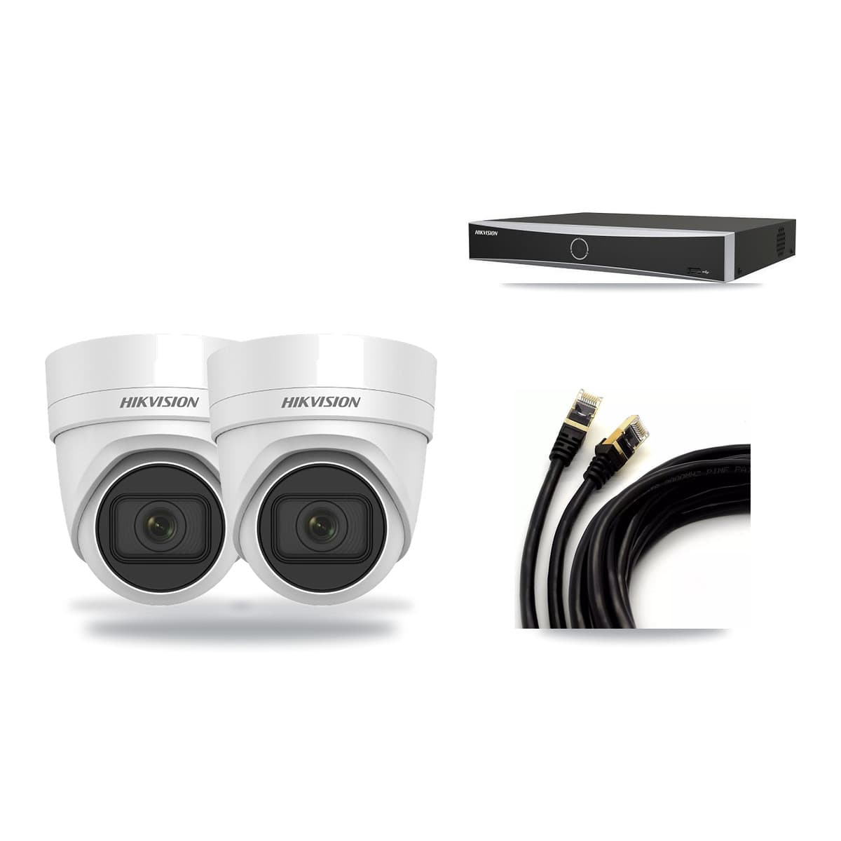 Hikvision 4-Channel 4MP CCTV Kit — 2 DS-2CD2H45FWD Turret Cameras + 3TB Recording - Image 1