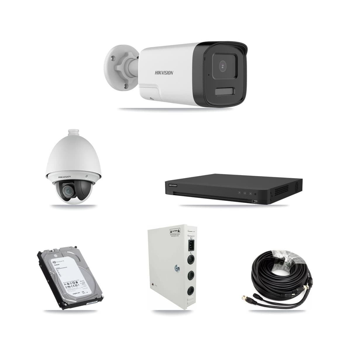 Hikvision 16-Channel 2MP – 5MP CCTV Kit — 2 2MP PTZ + 6 5MP Bullet Cameras + 6TB Recording