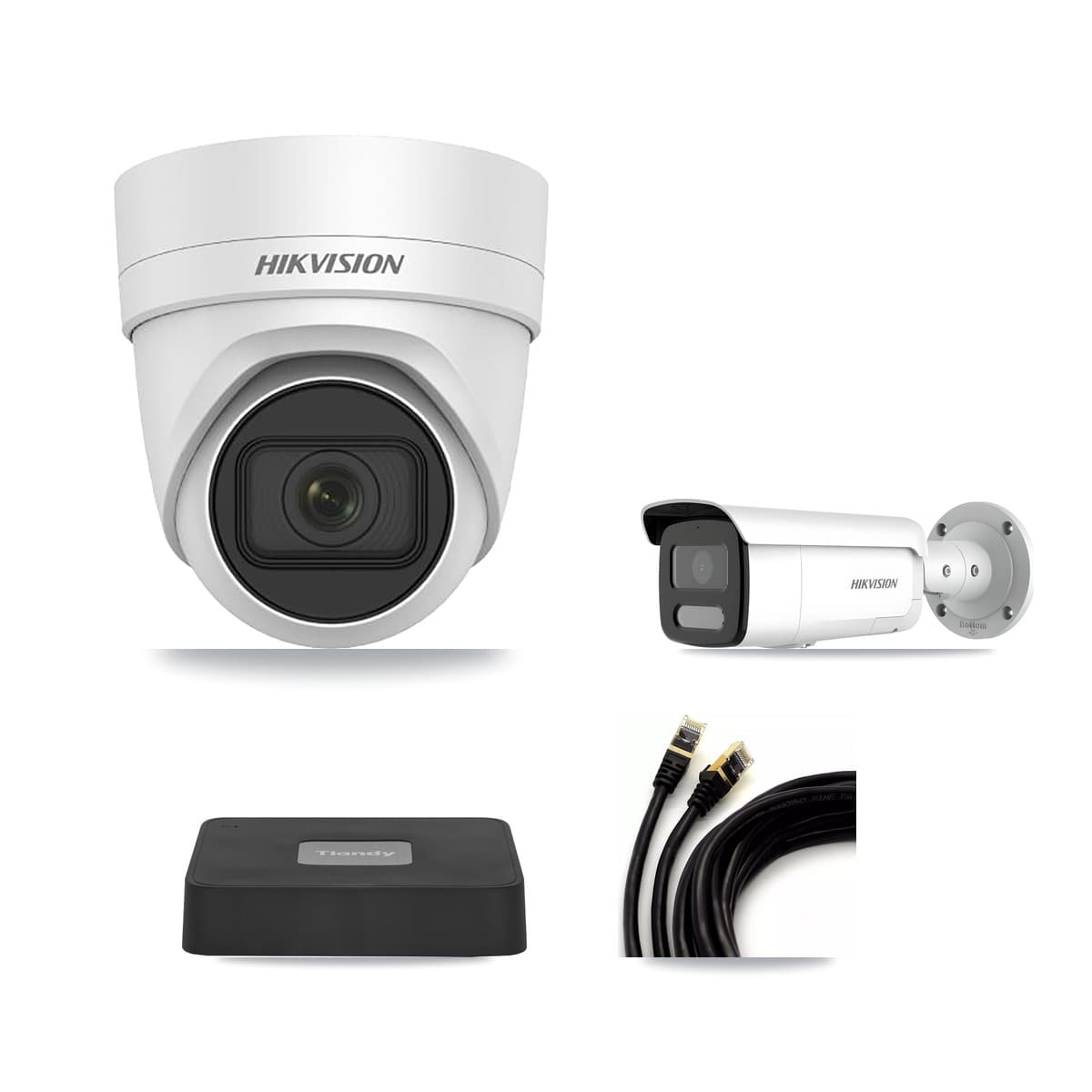 Hikvision & Tiandy 4-Channel 4MP CCTV Kit — 1 DS-2CD2H45FWD Turret + 1 DS-2CD2T47G2H Bullet Cameras + 3TB Recording - Image 1